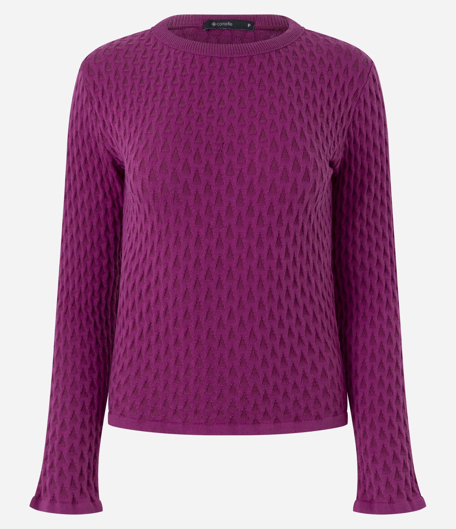 Suéter com Textura Jacquard e Mangas Longas Rosa 1