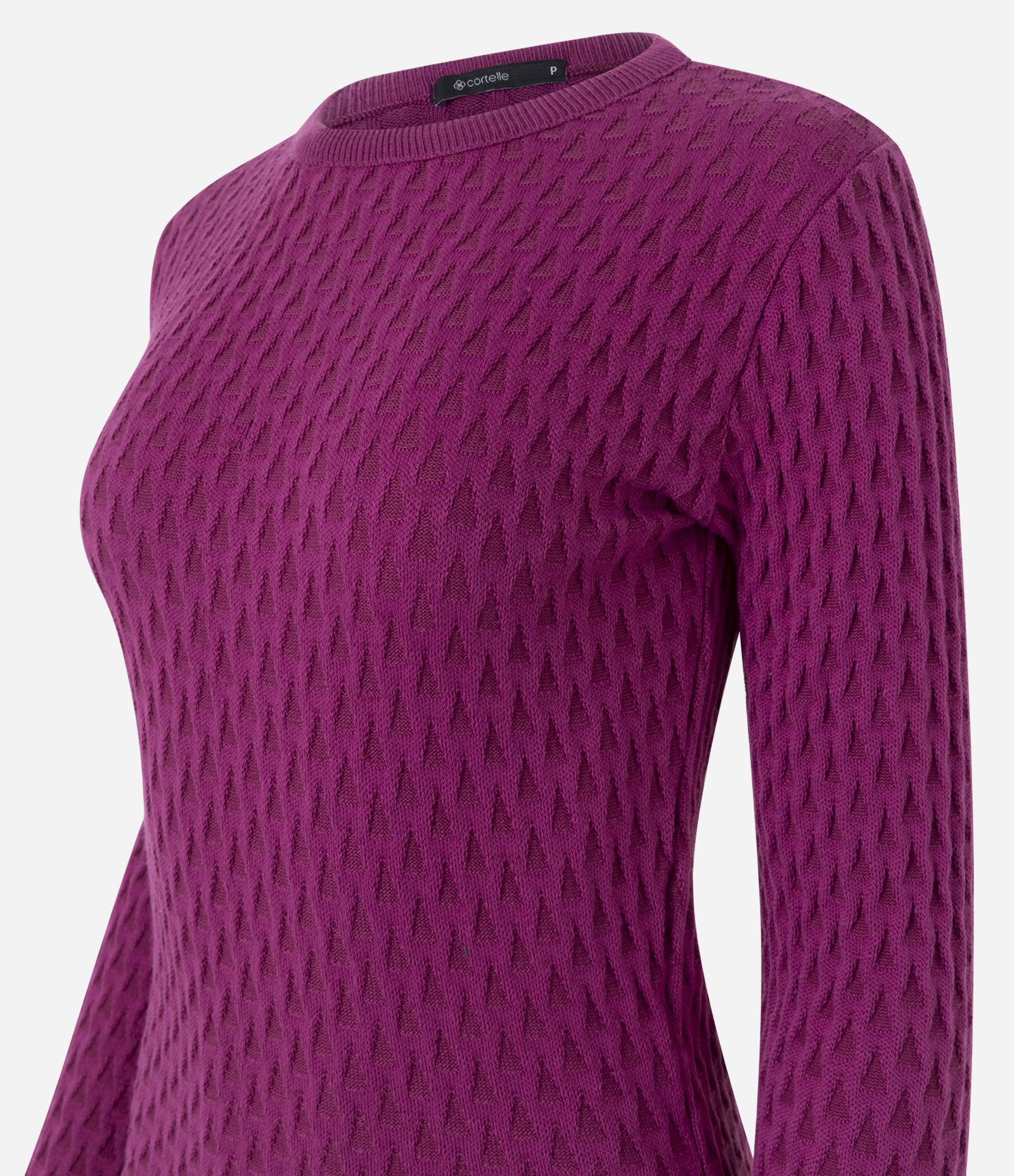 Suéter com Textura Jacquard e Mangas Longas Rosa 2