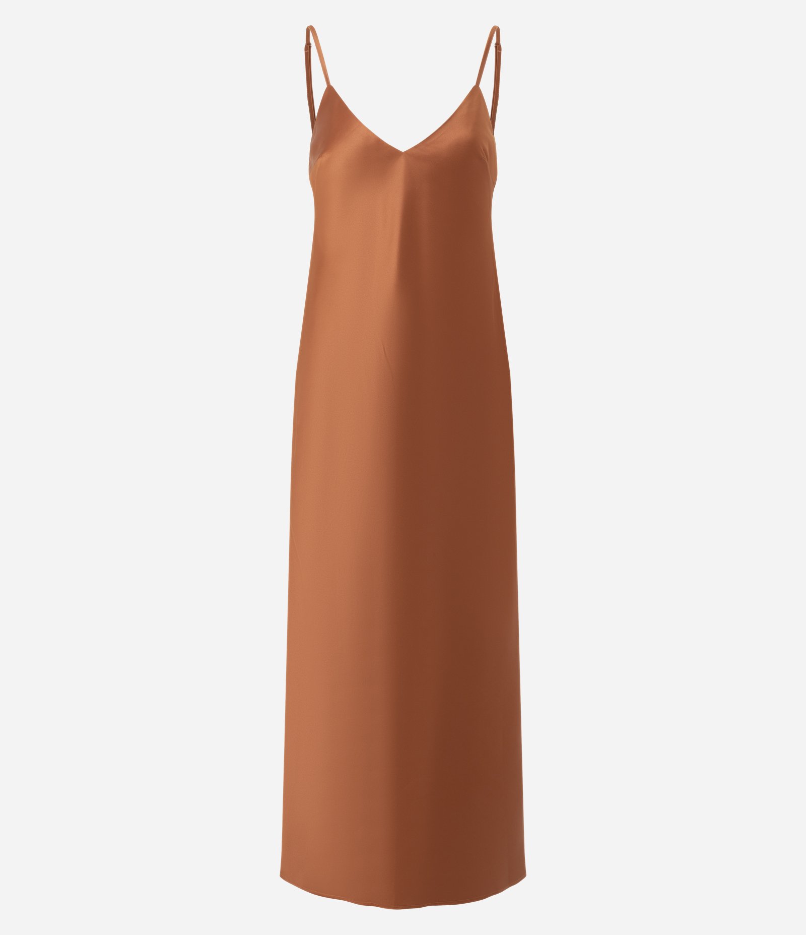 Vestido Longo de Alcinha em Cetim com Decote V Laranja 6