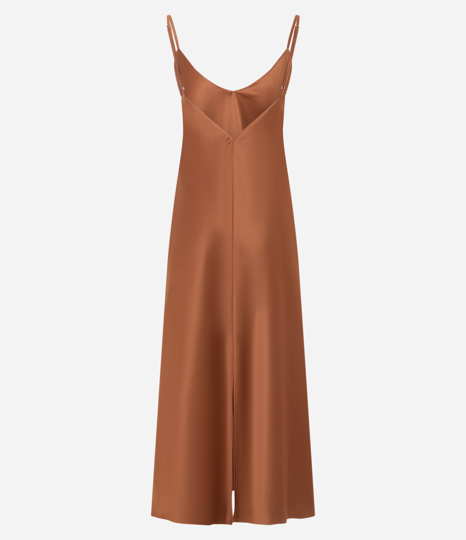 Vestido Longo de Alcinha em Cetim com Decote V Laranja 7