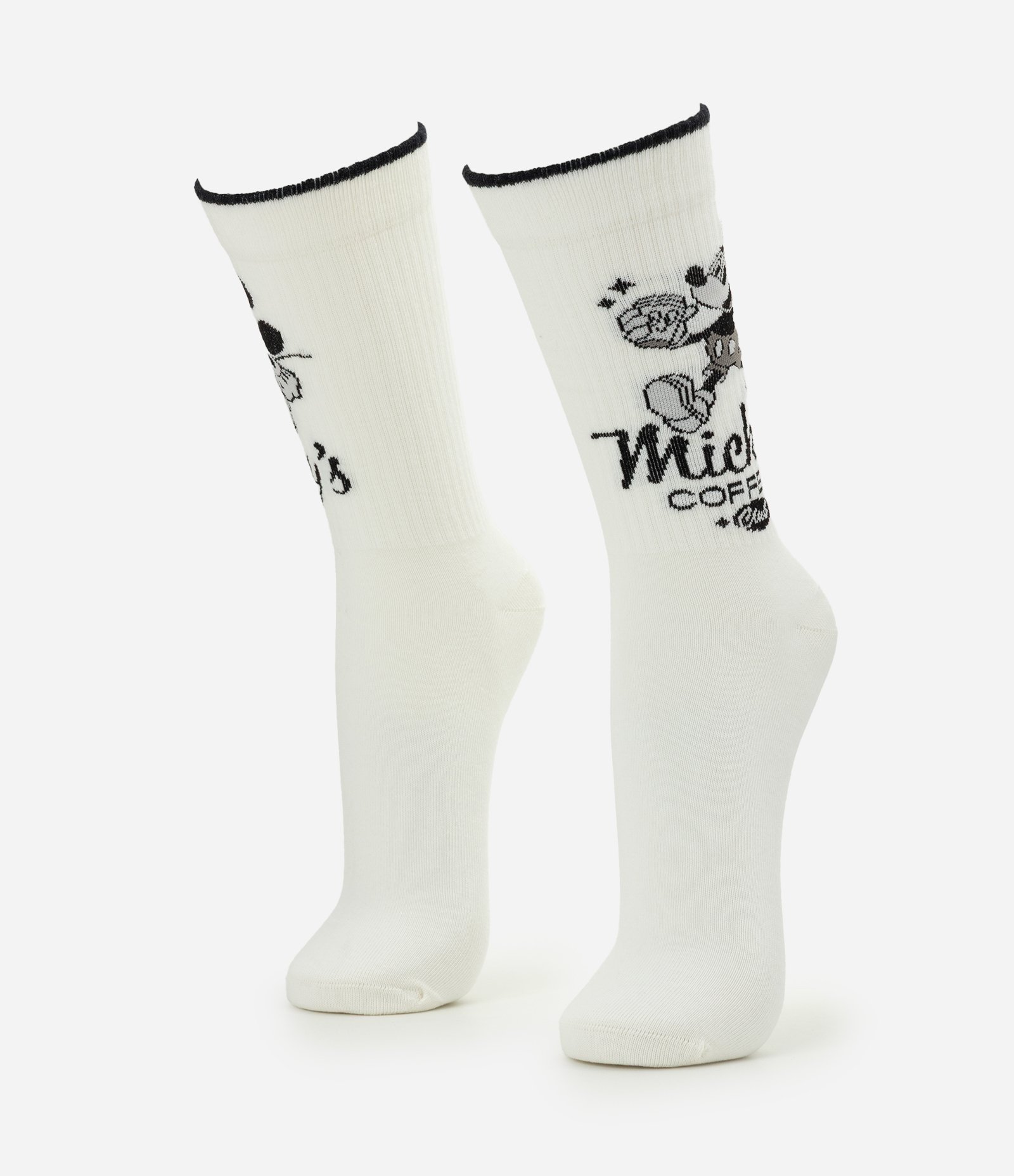 Meia Cano Longo Mickey Mouse Branco 1
