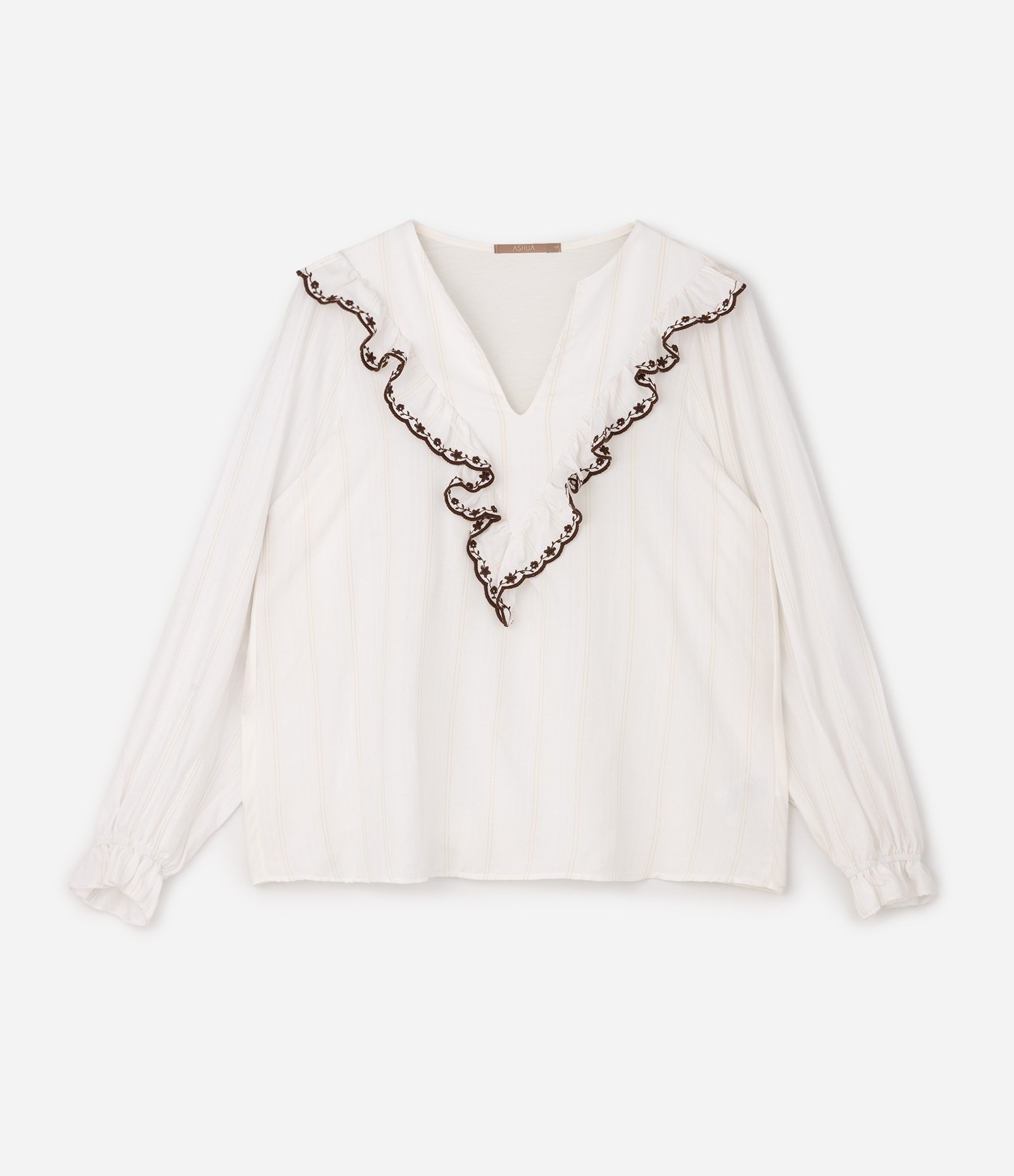 Blusa Bata Listrada com Brilho Curve & Plus Size Branco 1
