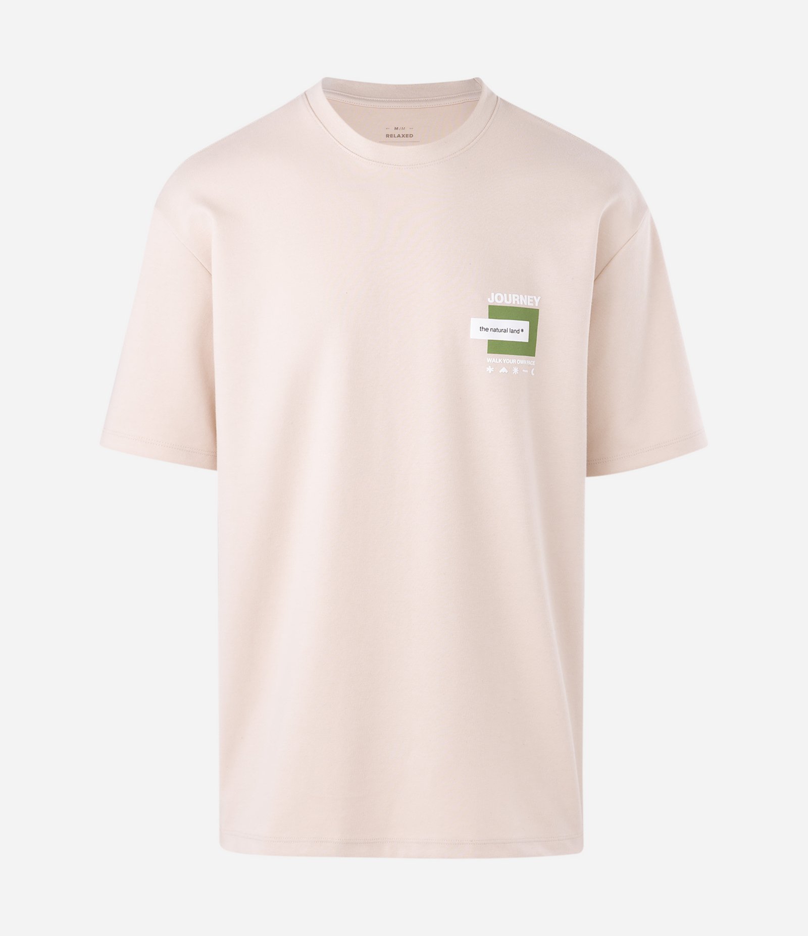 Camiseta Relaxed Manga Curta com Etiqueta no Peito Bege 5