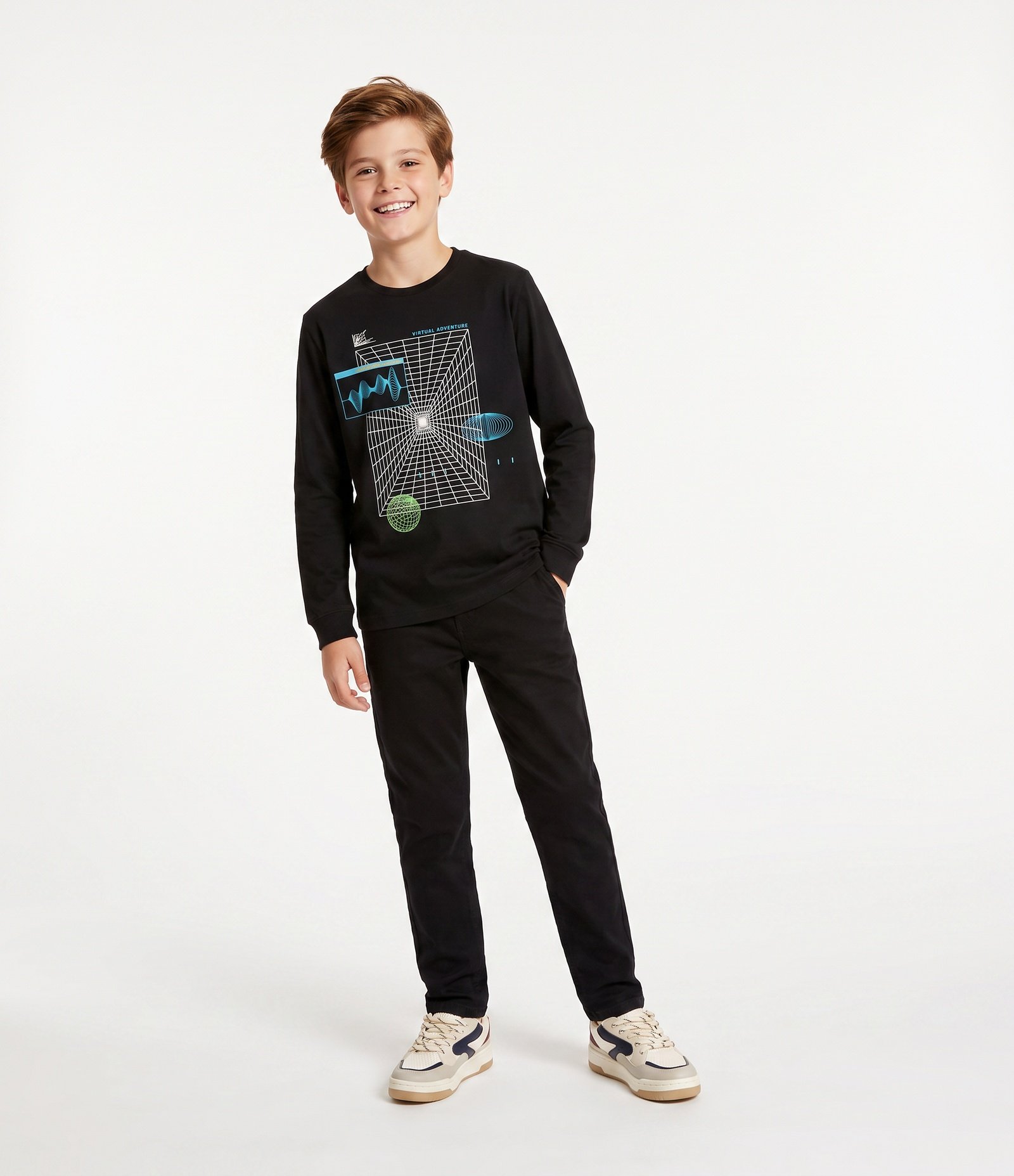 Camiseta Infantil com Estampa Over Gamer Grid em Relevo – Tam 5 a 14 Anos Preto 1