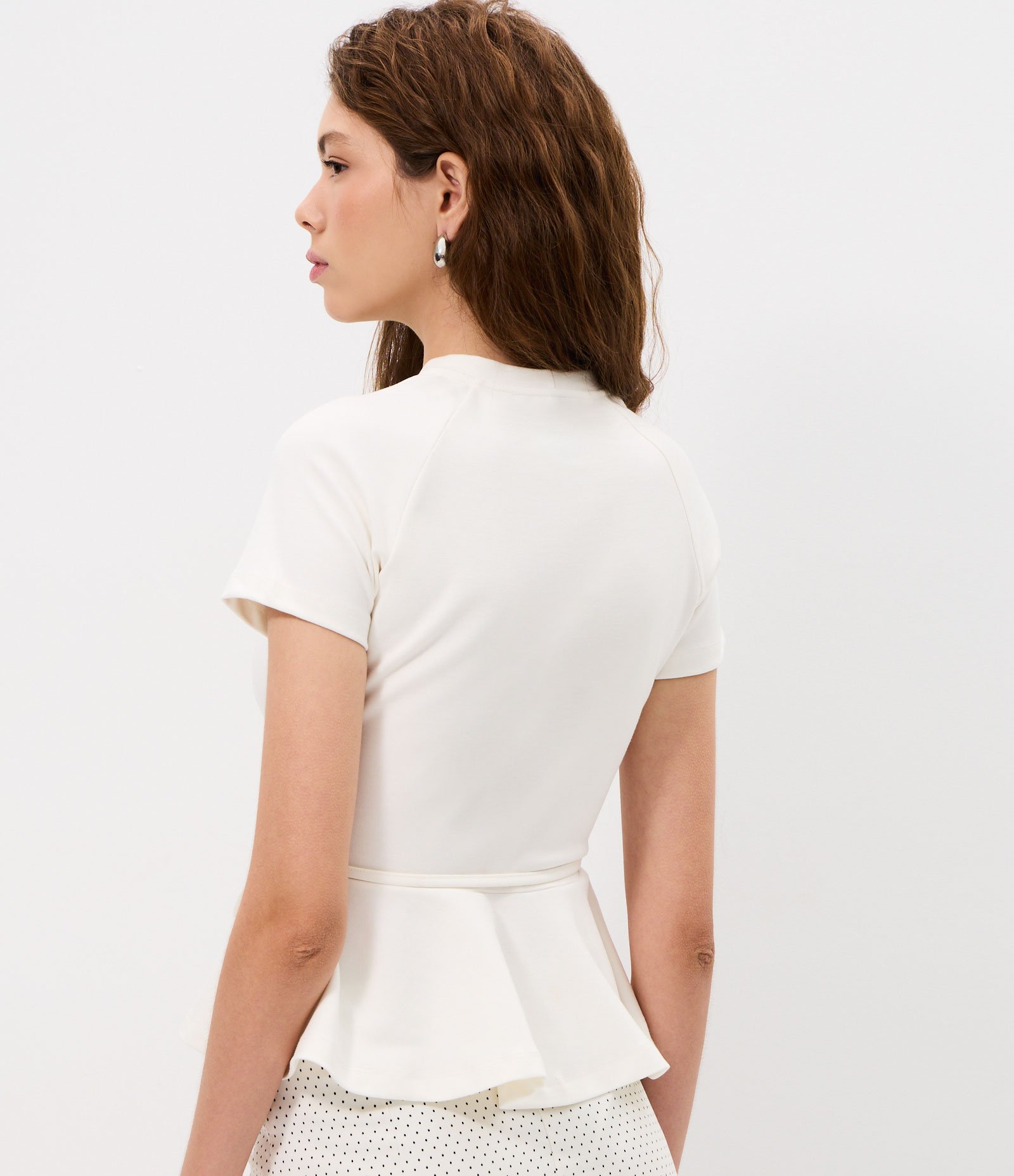 Blusa Peplum em Ponto Roma com Detalhe de Cinto Branco 4