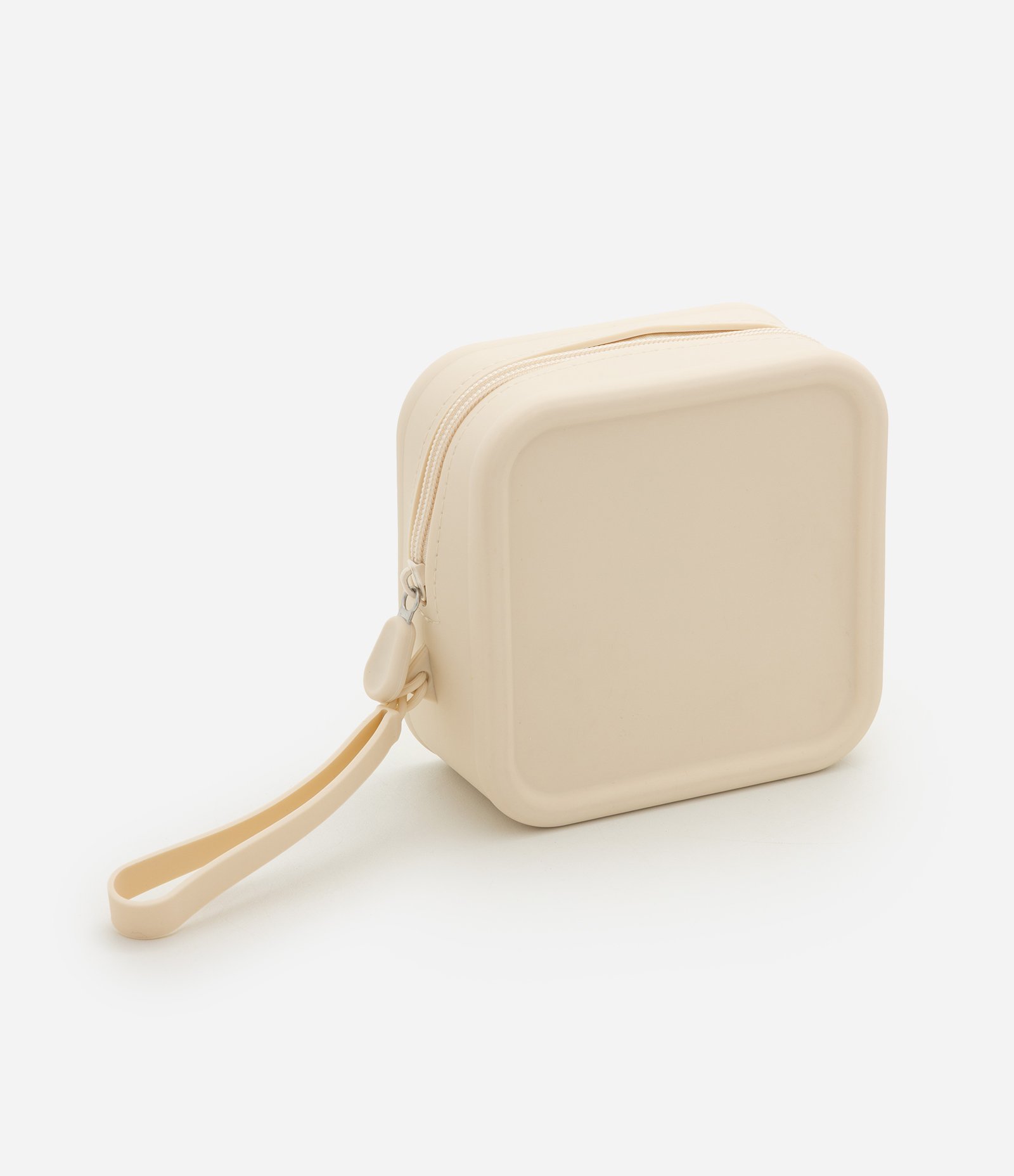 Necessaire Quadrada em Silicone com Alça Off White 1