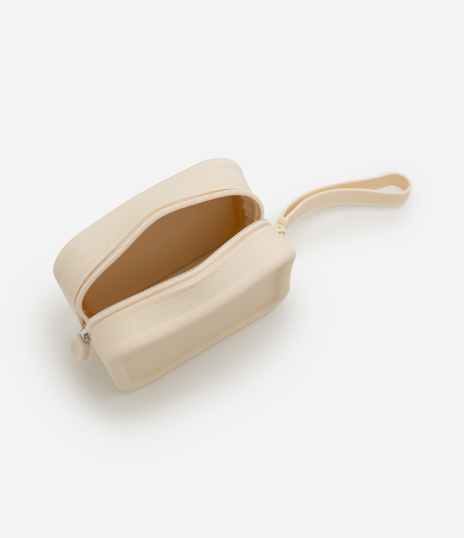Necessaire Quadrada em Silicone com Alça Off White 2