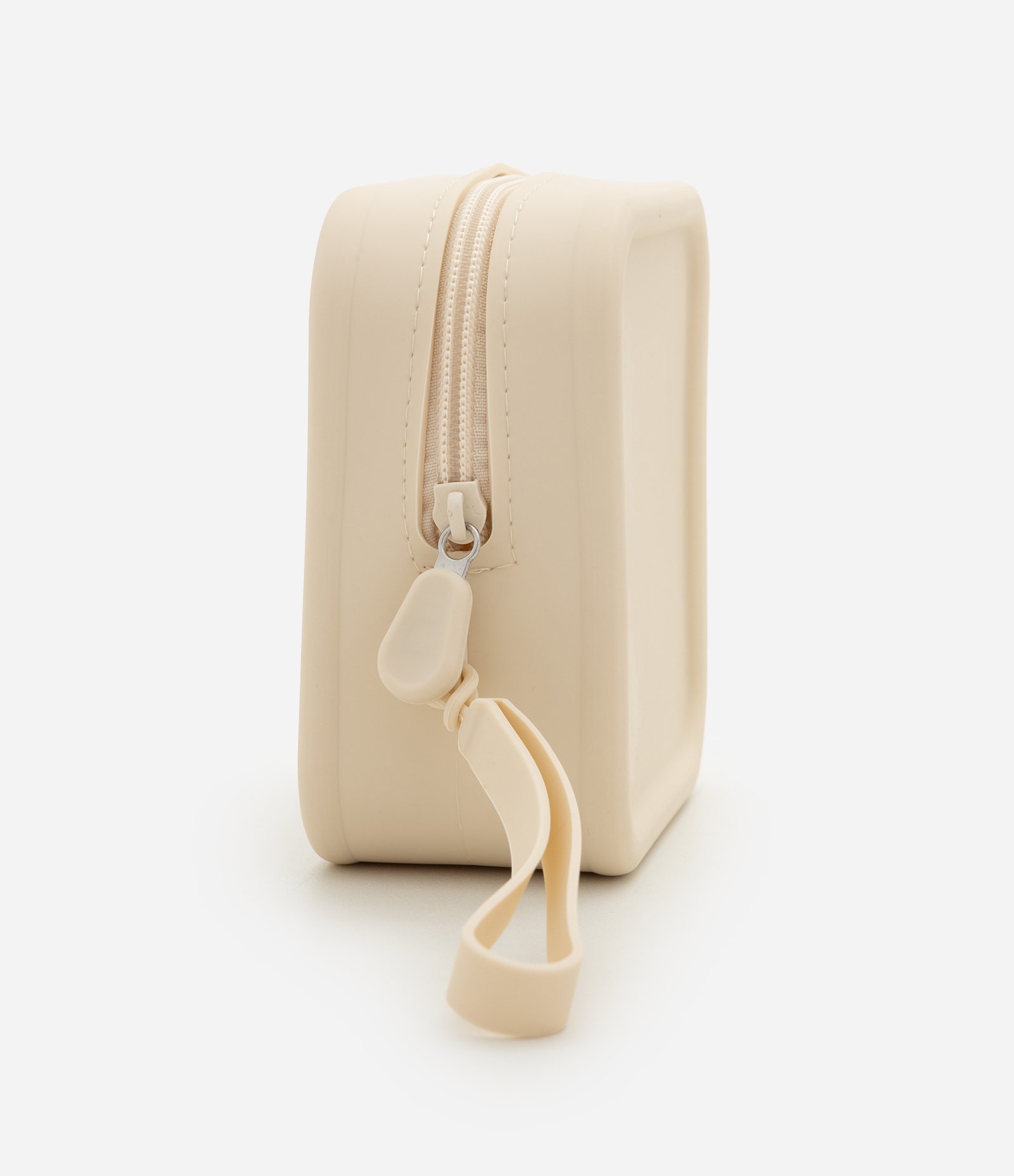 Necessaire Quadrada em Silicone com Alça Off White 4