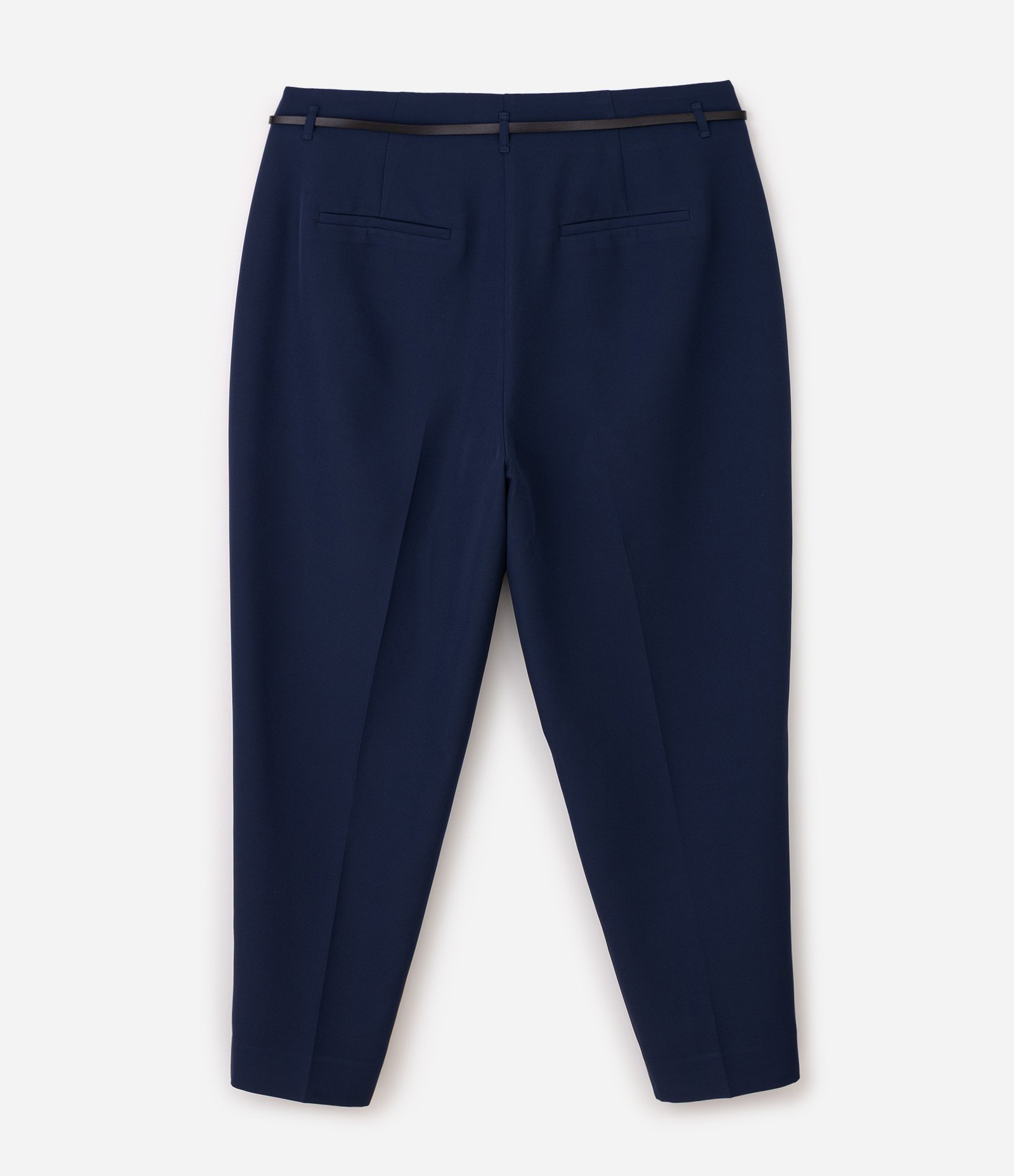 Calça Cenoura Alfaiatada com Cinto e Bolsos Curve e Plus Size Azul 2