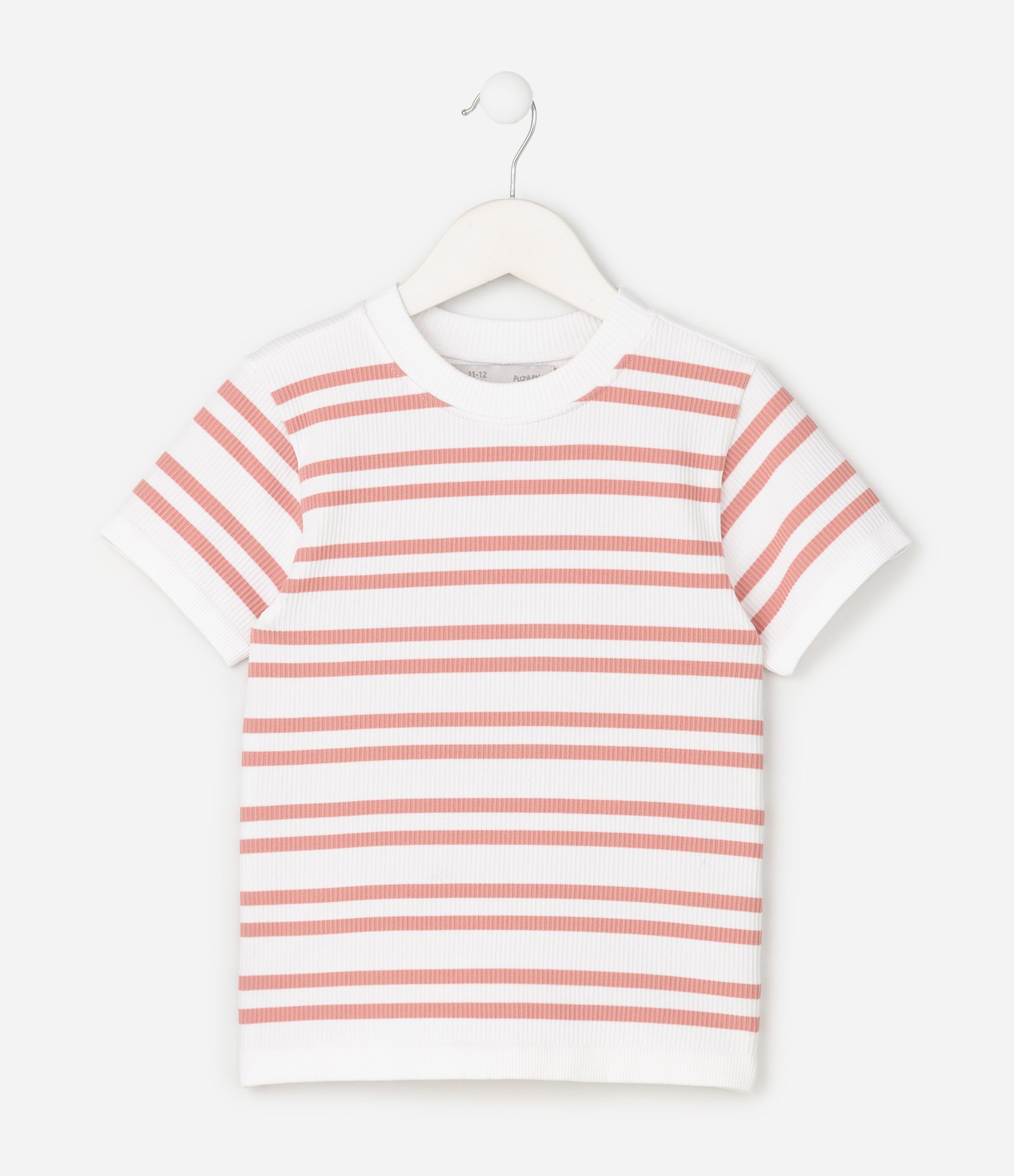 Camiseta Infantil em Poliamida com Estampa Listrada - Tam 5 A 14 Anos Branco/Rosa 1
