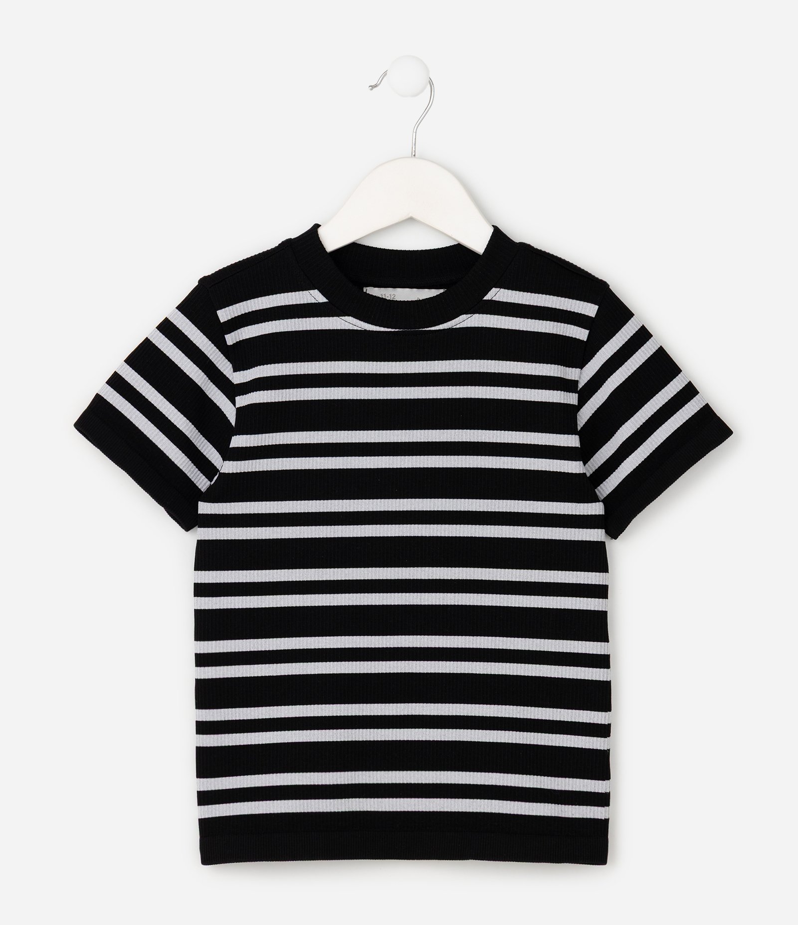 Camiseta Infantil em Poliamida com Estampa Listrada - Tam 5 A 14 Anos Preto/Branco 1