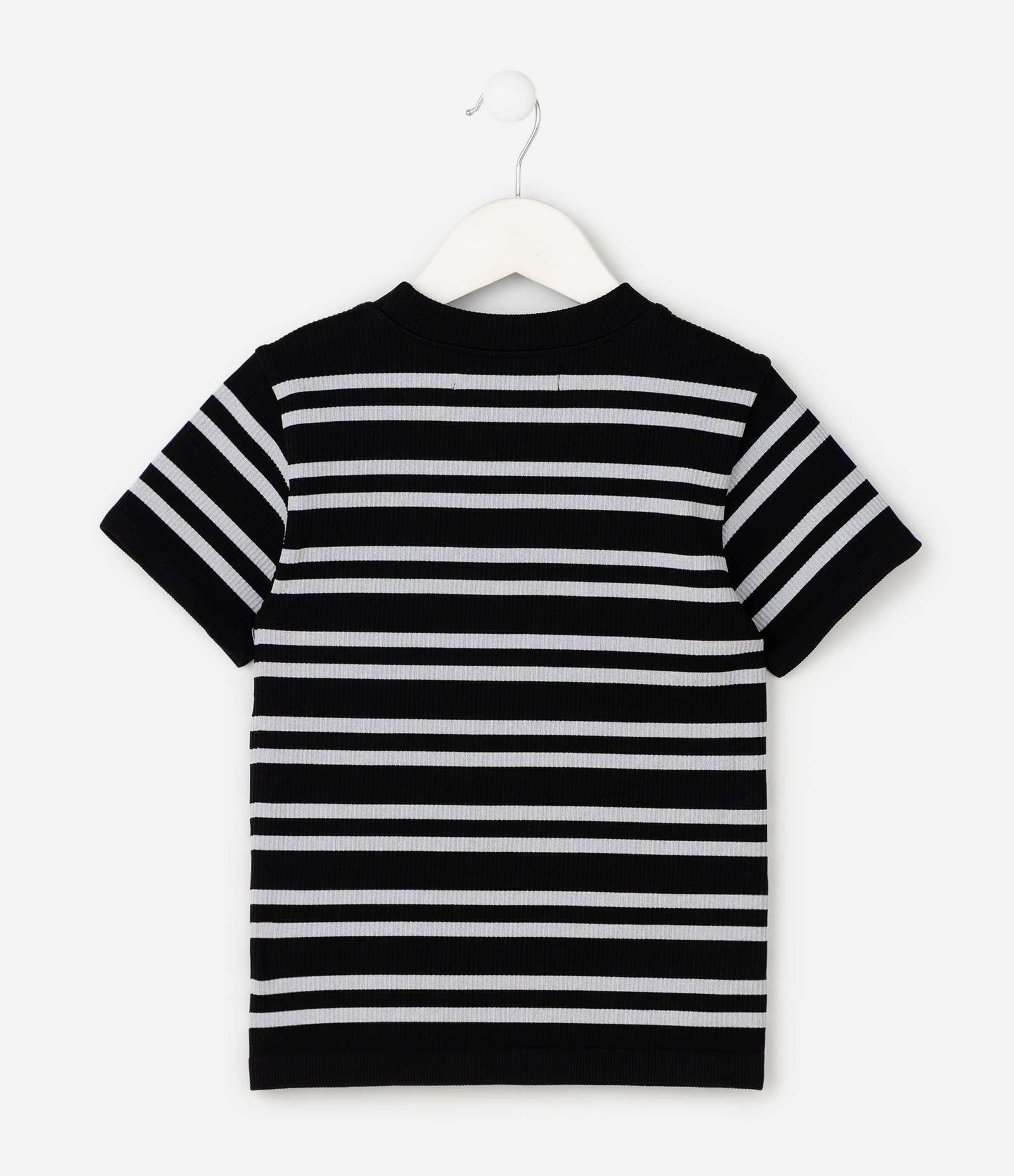 Camiseta Infantil em Poliamida com Estampa Listrada - Tam 5 A 14 Anos Preto/Branco 2