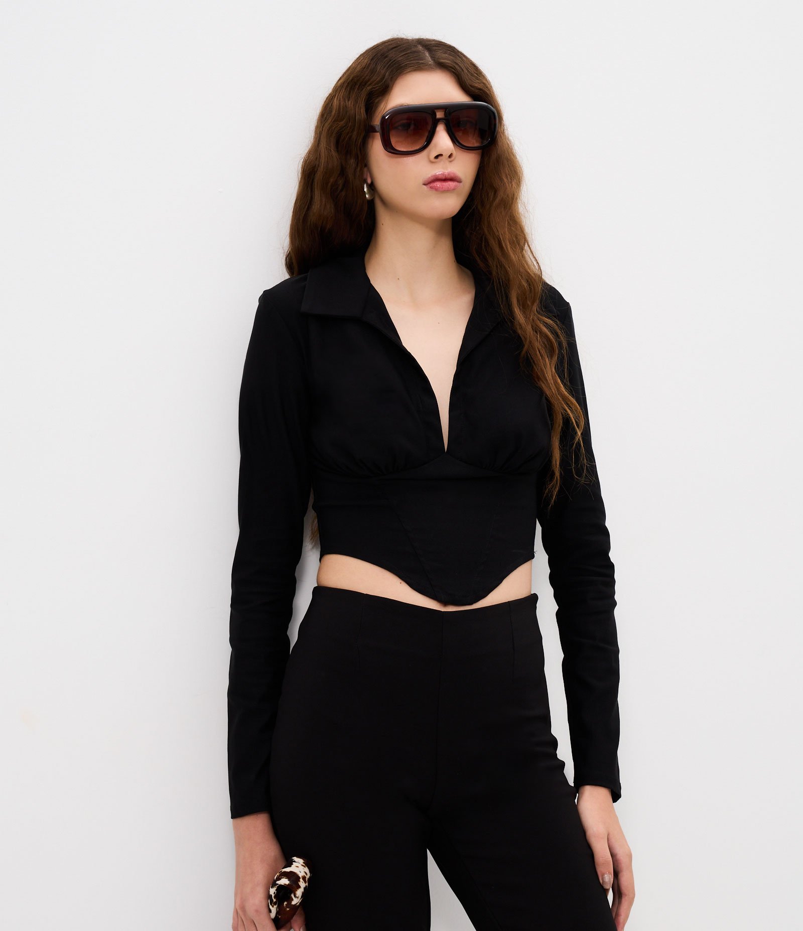 Blusa Corsetada em Bengaline Preto 1