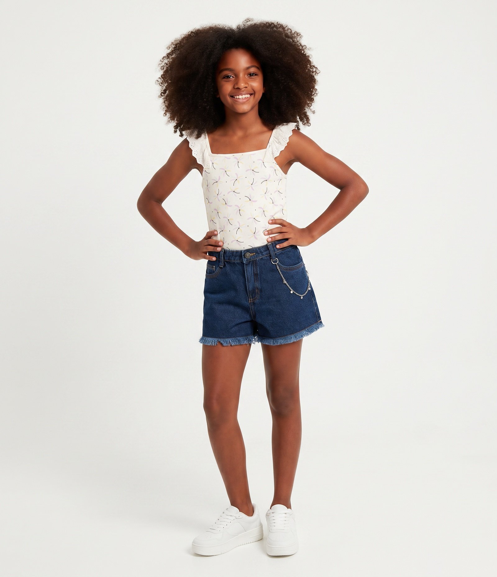 Blusa Infantil Em Algodão Estampa Tropical - Tam 5 a 14 anos Bege 1