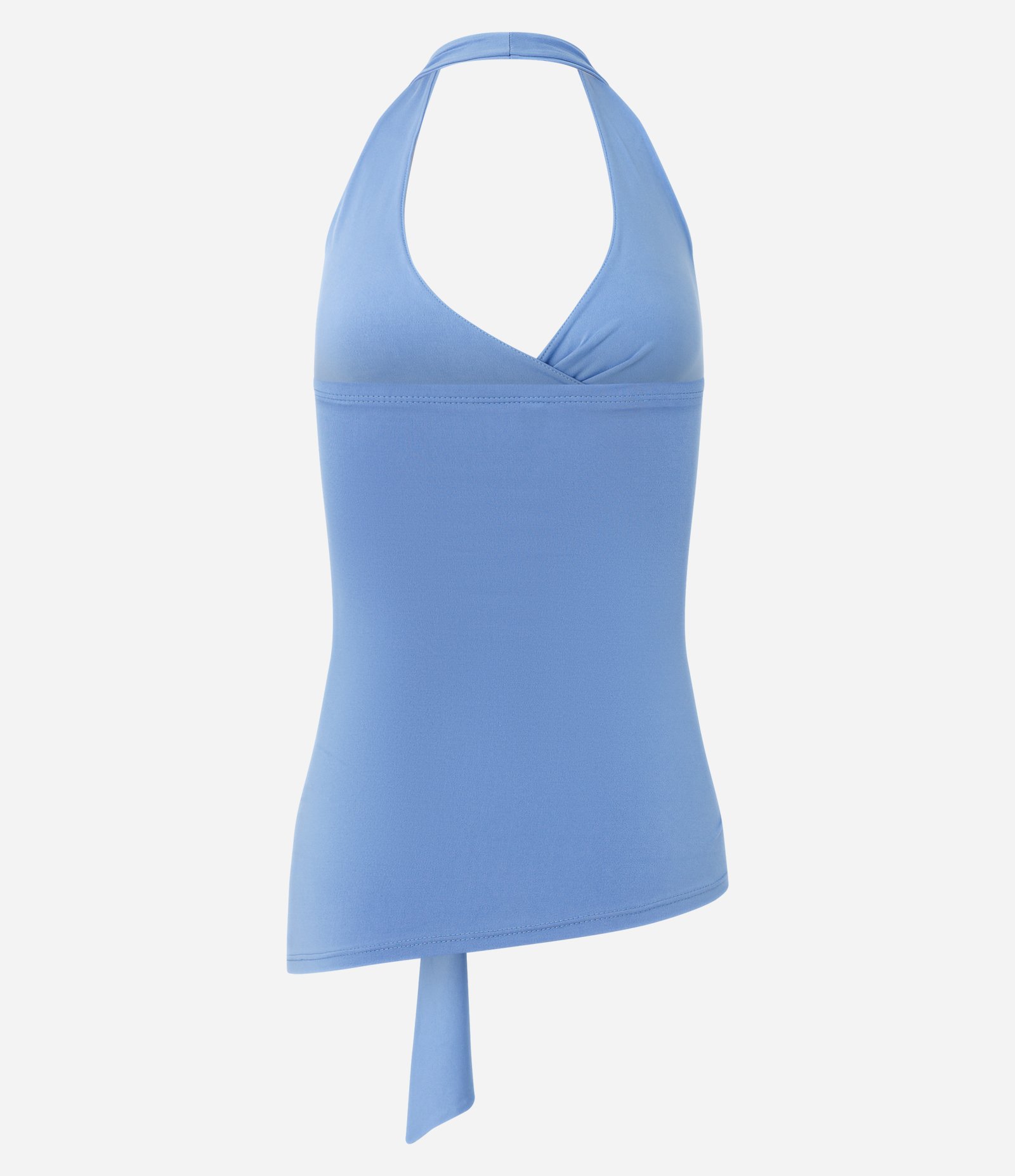 Blusa Frente Única com Faixa Lateral e Aviamento Metálico Azul 6