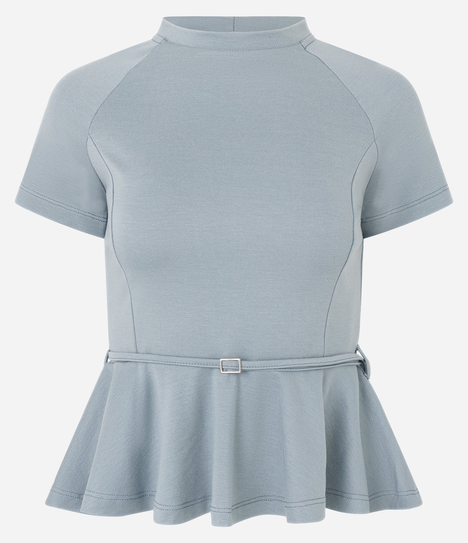 Blusa Peplum em Ponto Roma com Detalhe de Cinto Azul 5