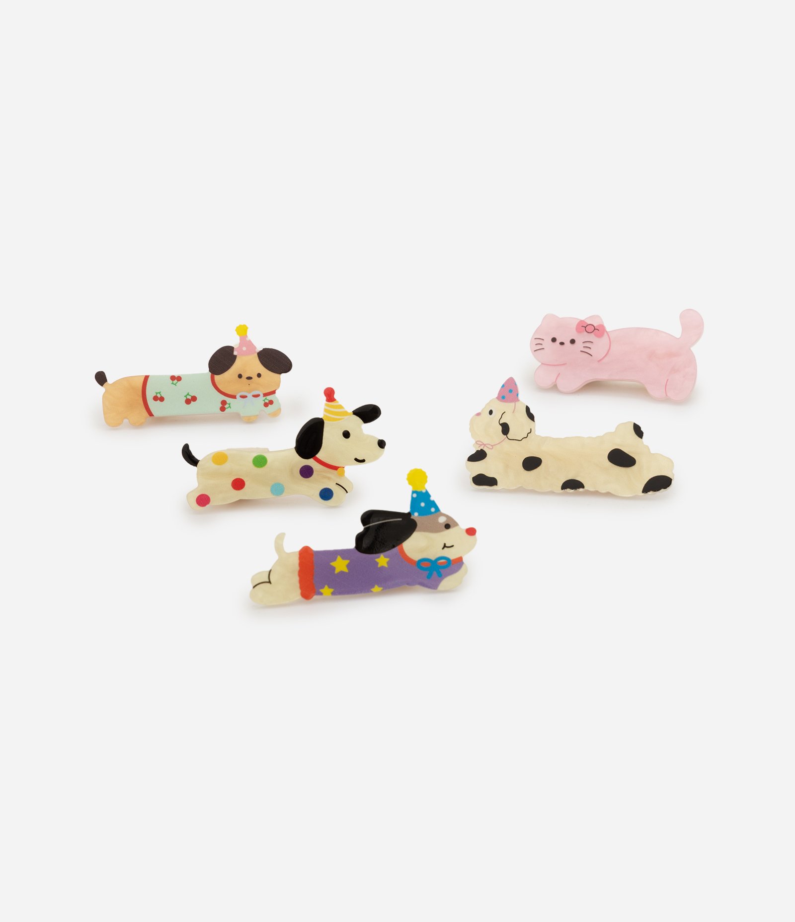 Kit 05 Presilhas Infantil com Formato Cachorros e Gatos – Tam U Sortido 1
