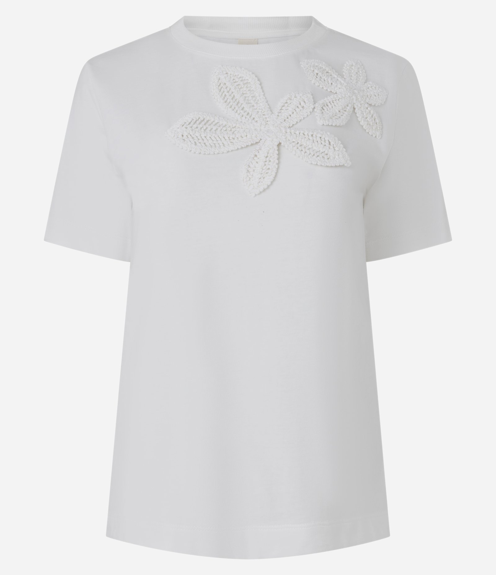 Camisa em Algodão com Manga Curta e Aplicação de Flor Bordada Branco 5