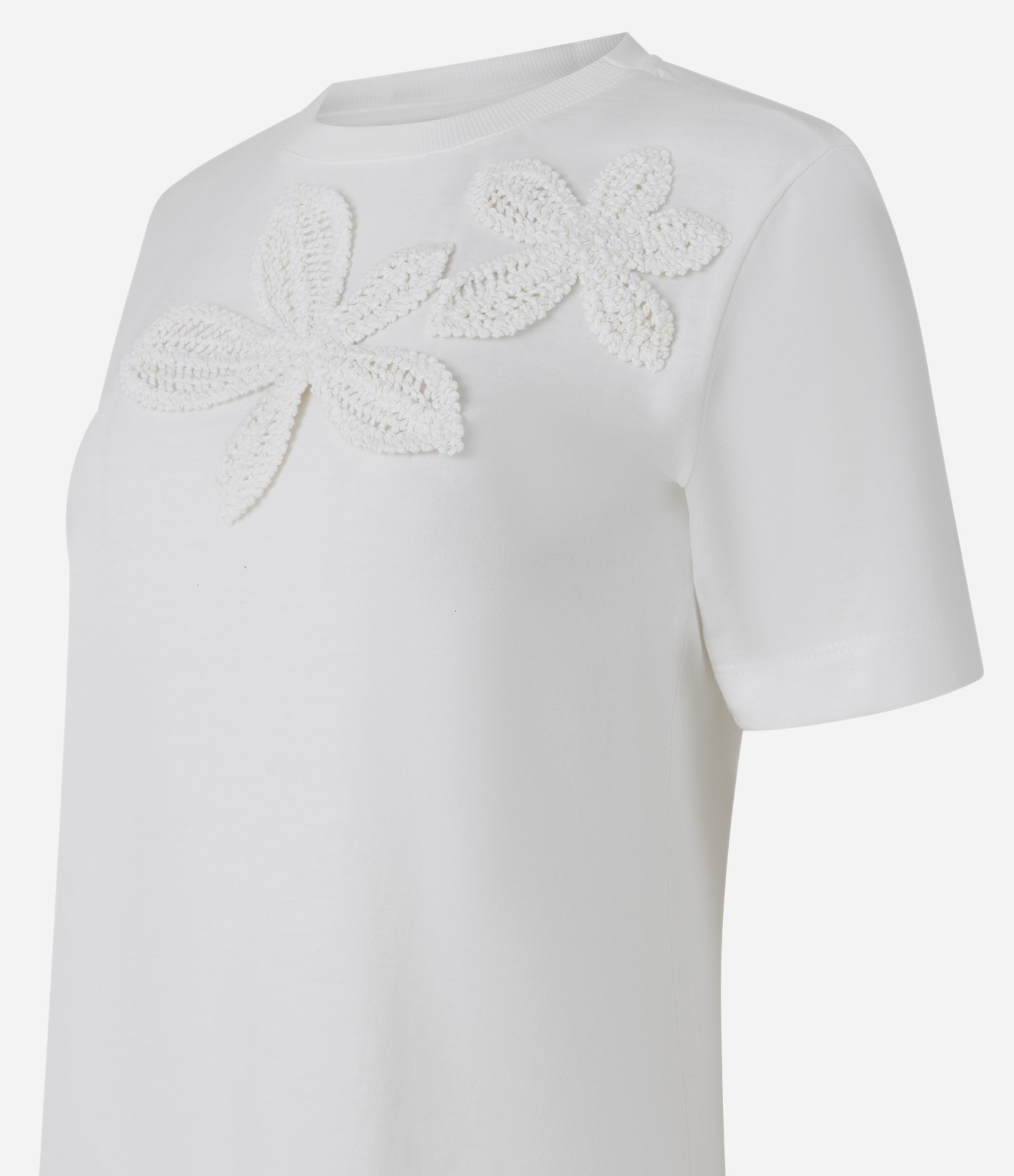 Camisa em Algodão com Manga Curta e Aplicação de Flor Bordada Branco 6