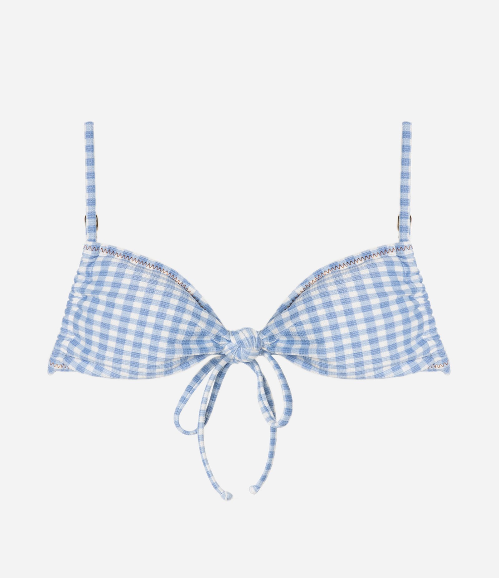 Biquini Top Bandeau com Estampa Xadrez Vichy Azul 1