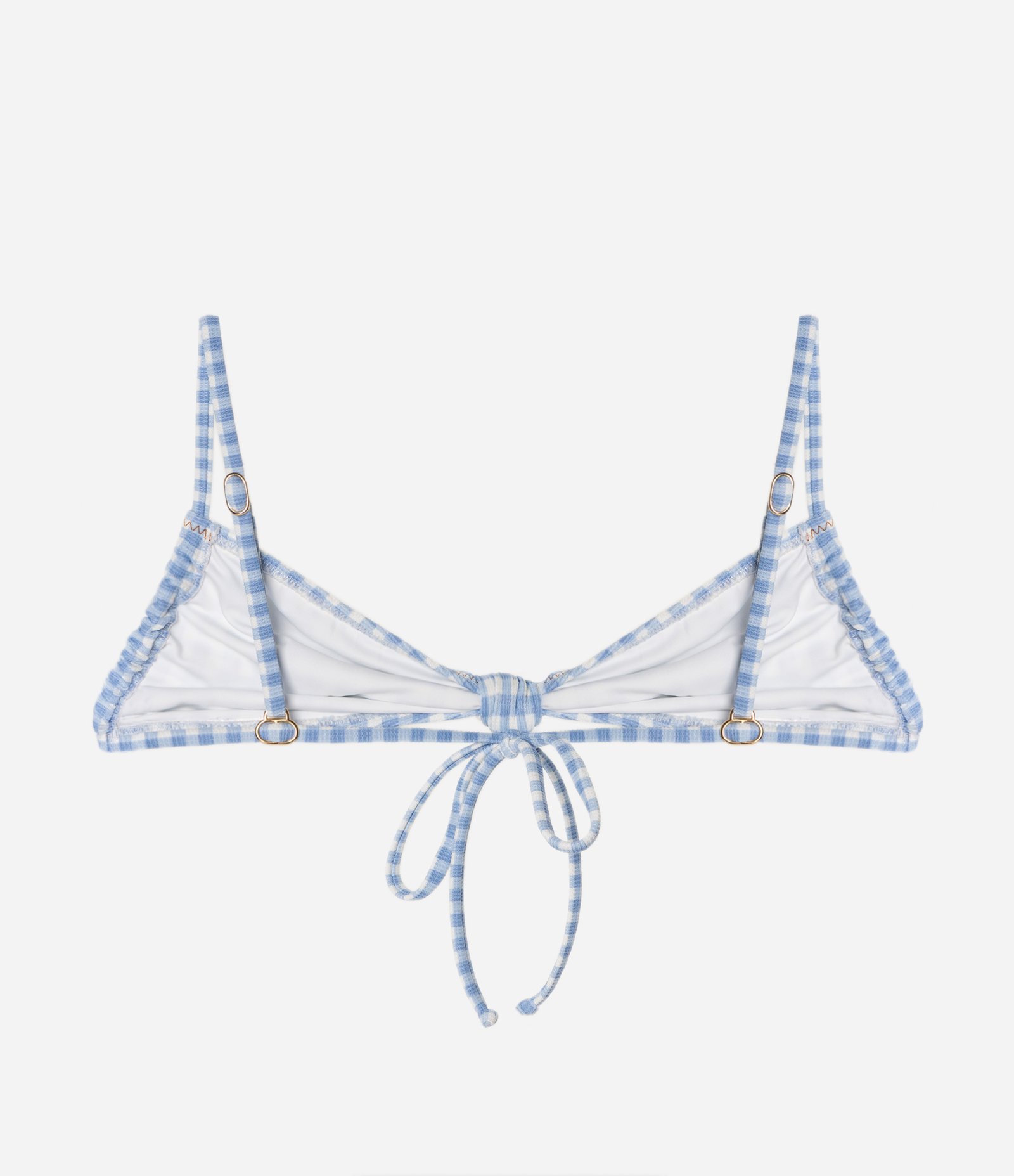 Biquini Top Bandeau com Estampa Xadrez Vichy Azul 2