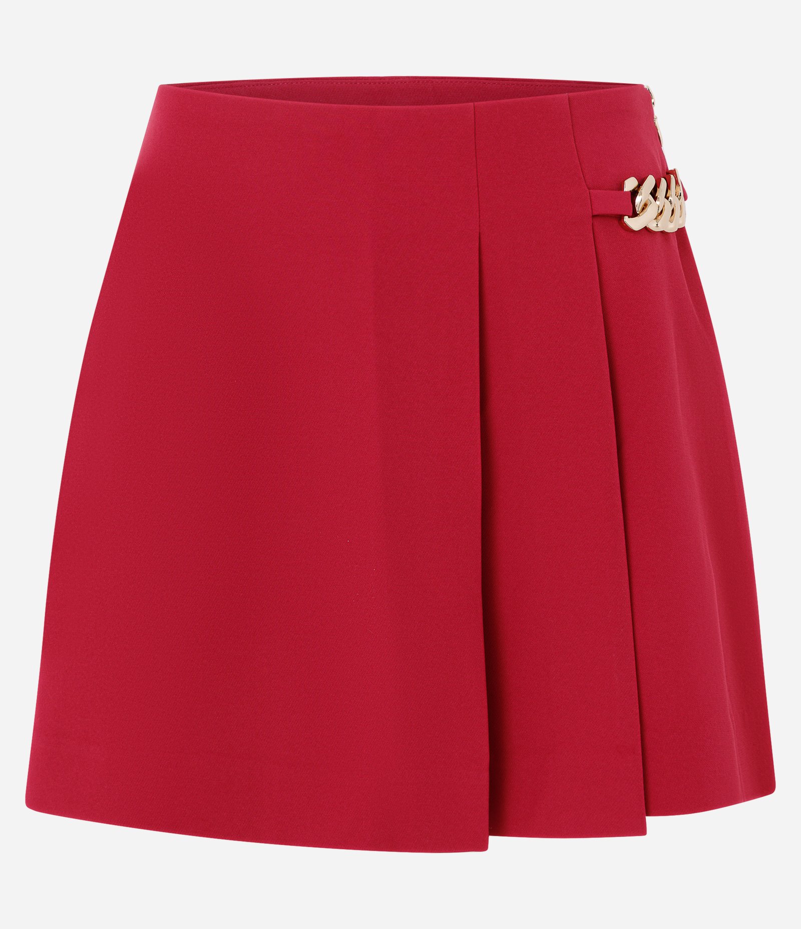 Short Saia Alfaiatado com Corrente Metálica Vermelho Cereja 1