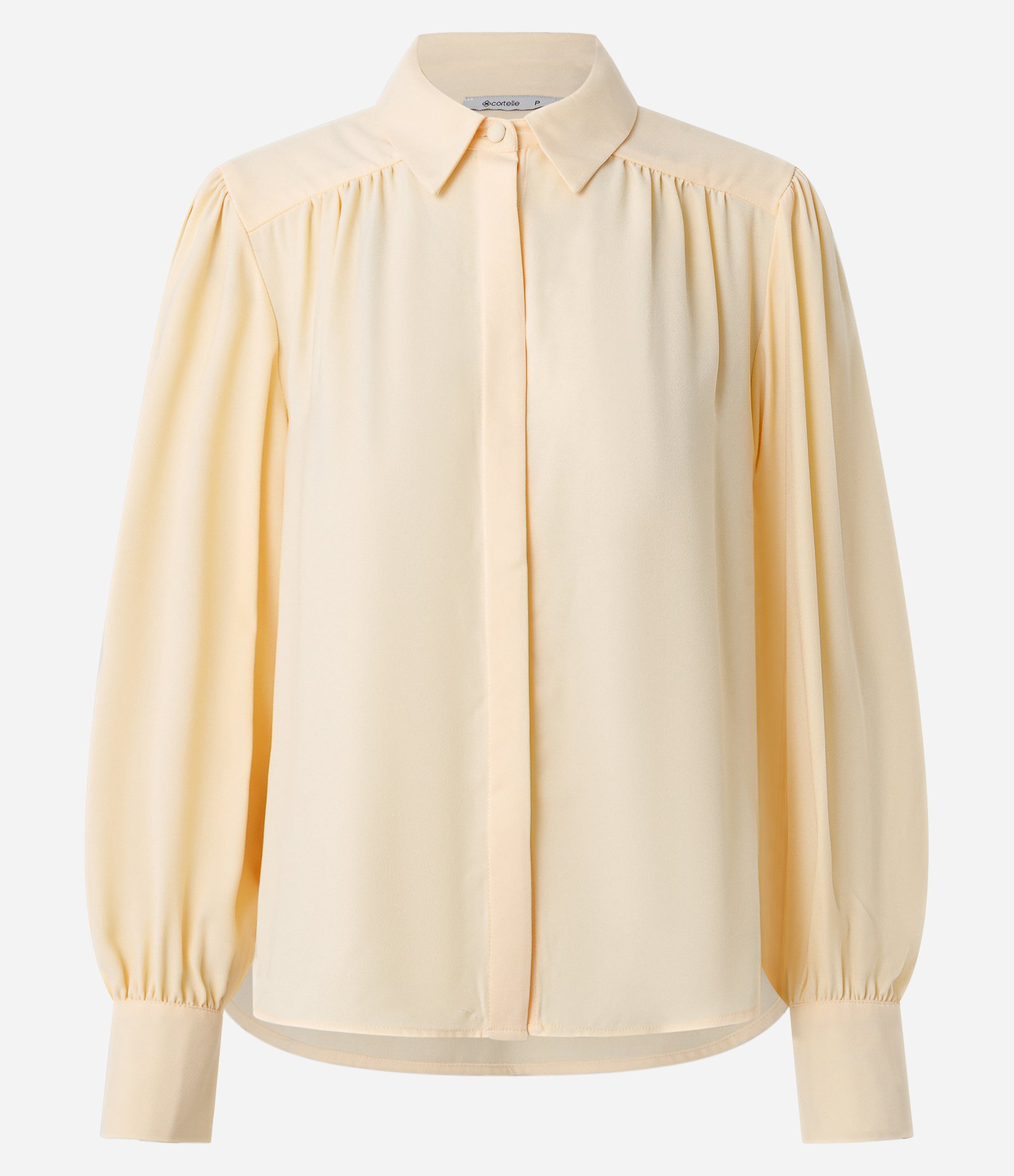 Camisa em Crepe com Manga Longa e Franzido no Ombro Amarelo 5