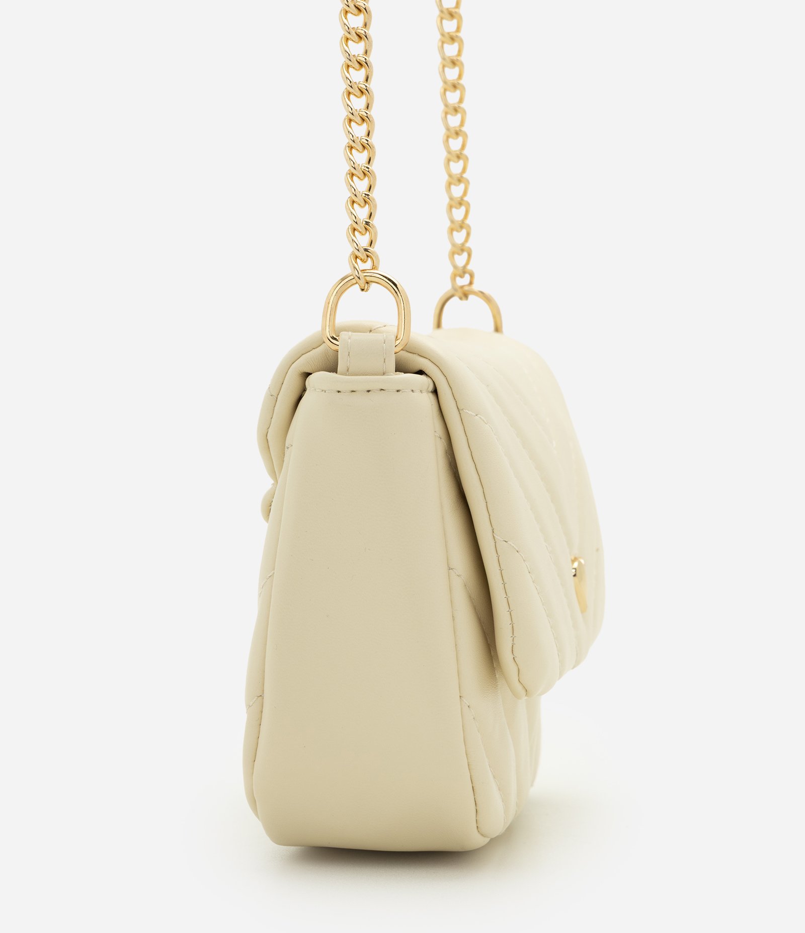 Bolsa Transversal Infantil com Coração Metalizado - Tam U Off White 2