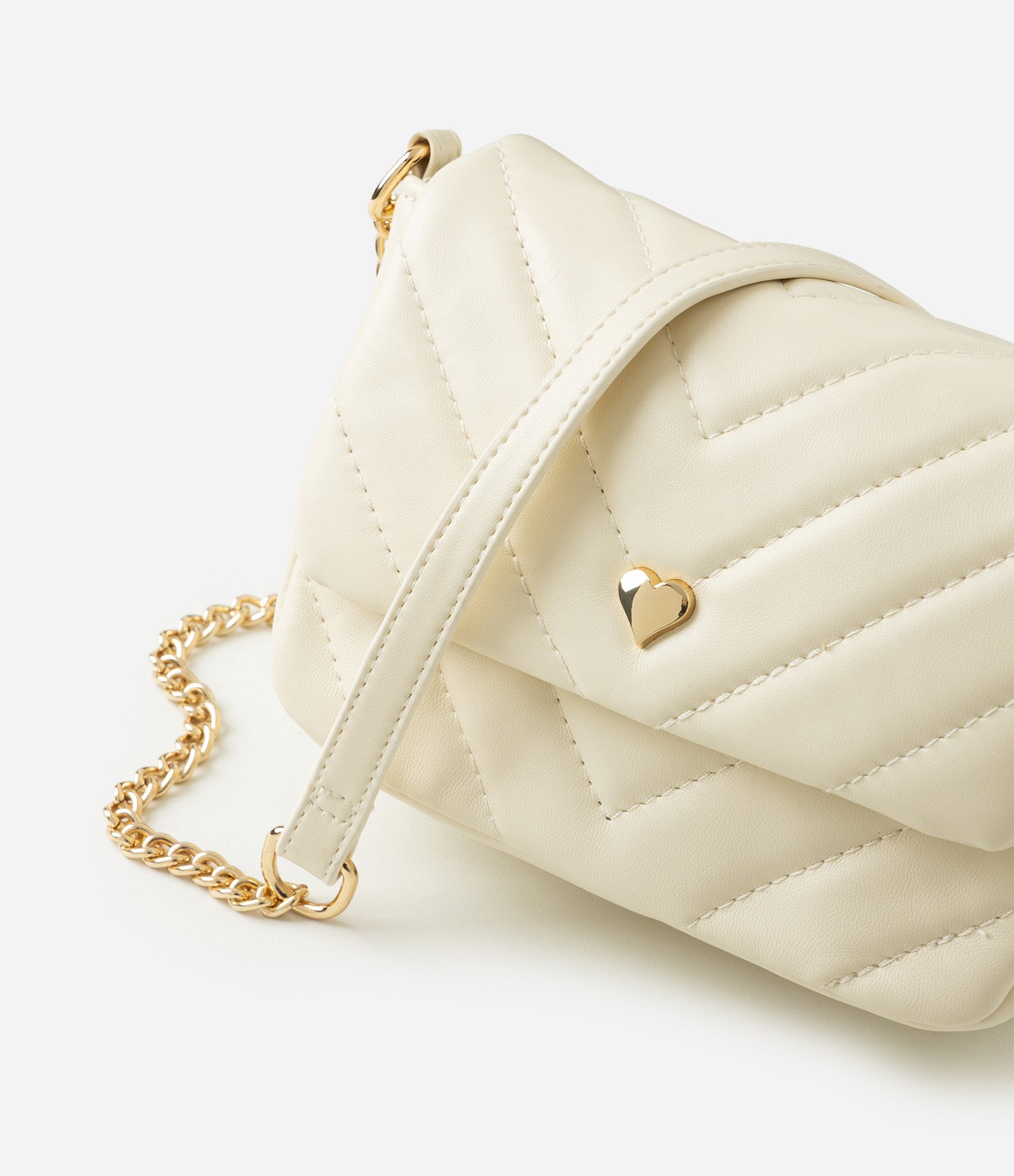 Bolsa Transversal Infantil com Coração Metalizado - Tam U Off White 4