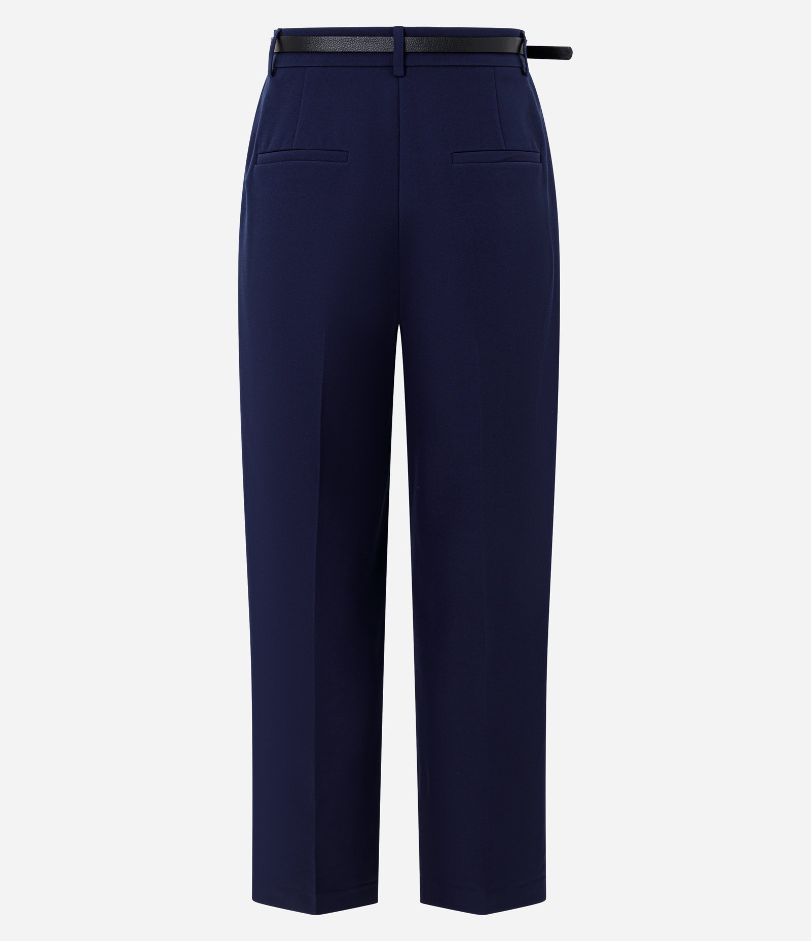 Calça Reta Alfaiatada com Cinto Fino em PU Azul 7