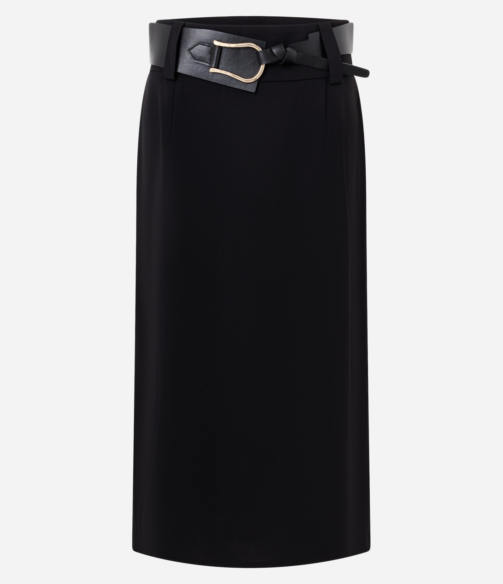 Saia Midi Alfaiatada com Cinto em PU Preto 6