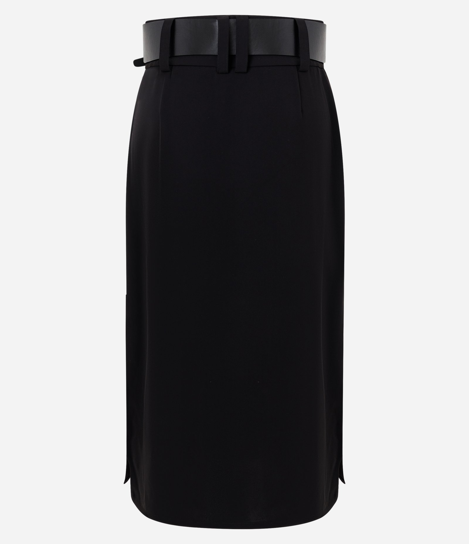 Saia Midi Alfaiatada com Cinto em PU Preto 7