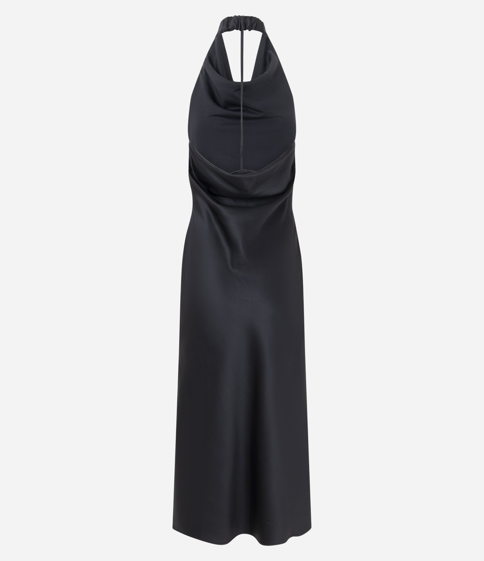 Vestido New Midi em Cetim com Decote Degagê Preto 6