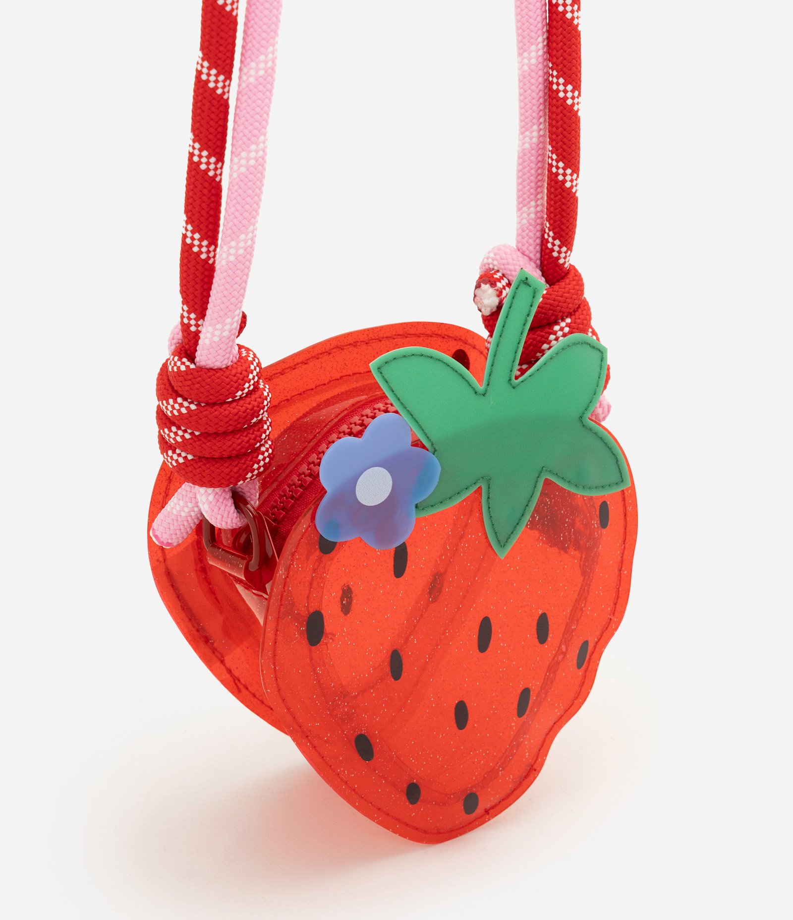 Bolsa Transversal Infantil com Formato de Moranguinho - Tam U Vermelho 1