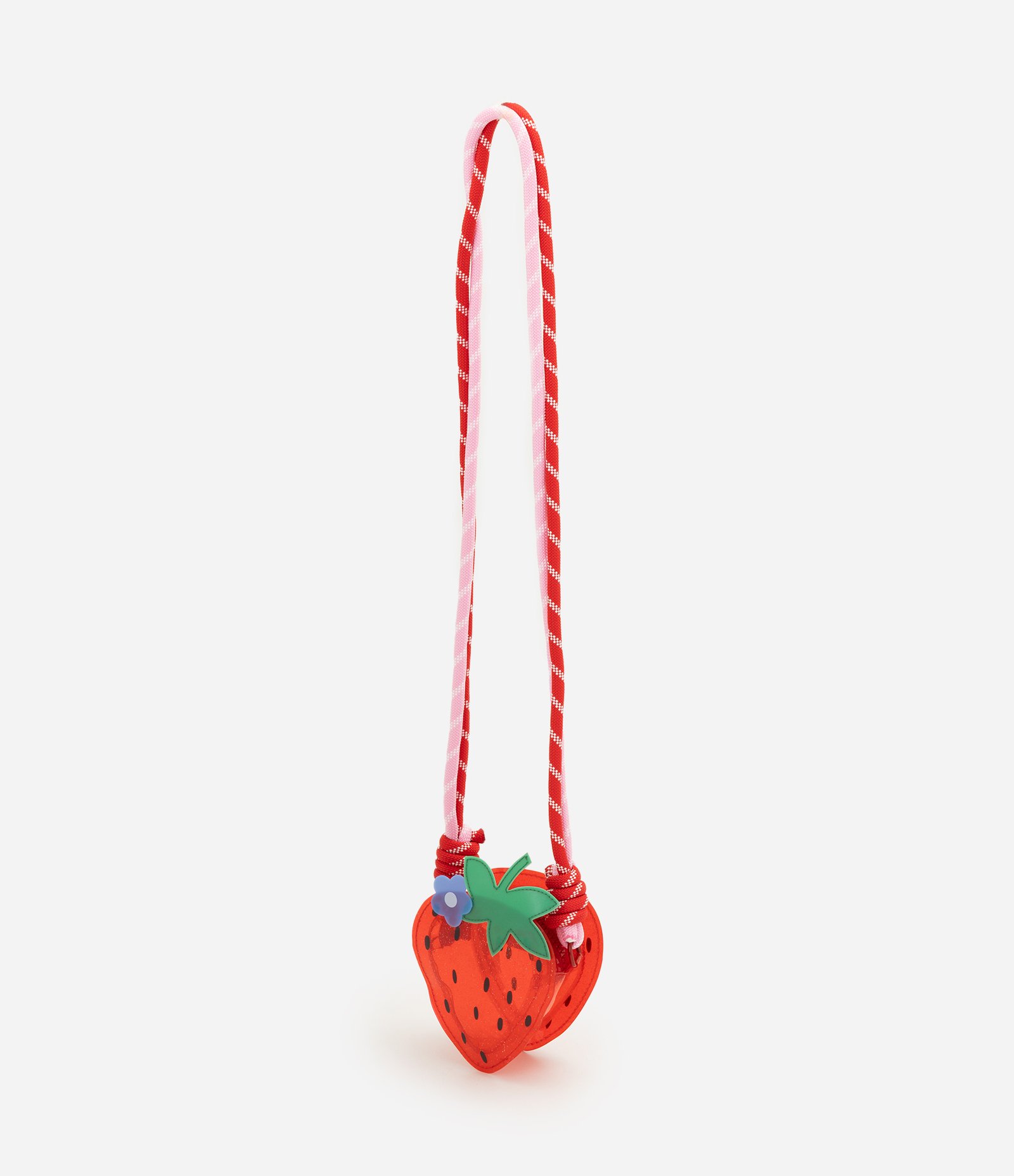 Bolsa Transversal Infantil com Formato de Moranguinho - Tam U Vermelho 4