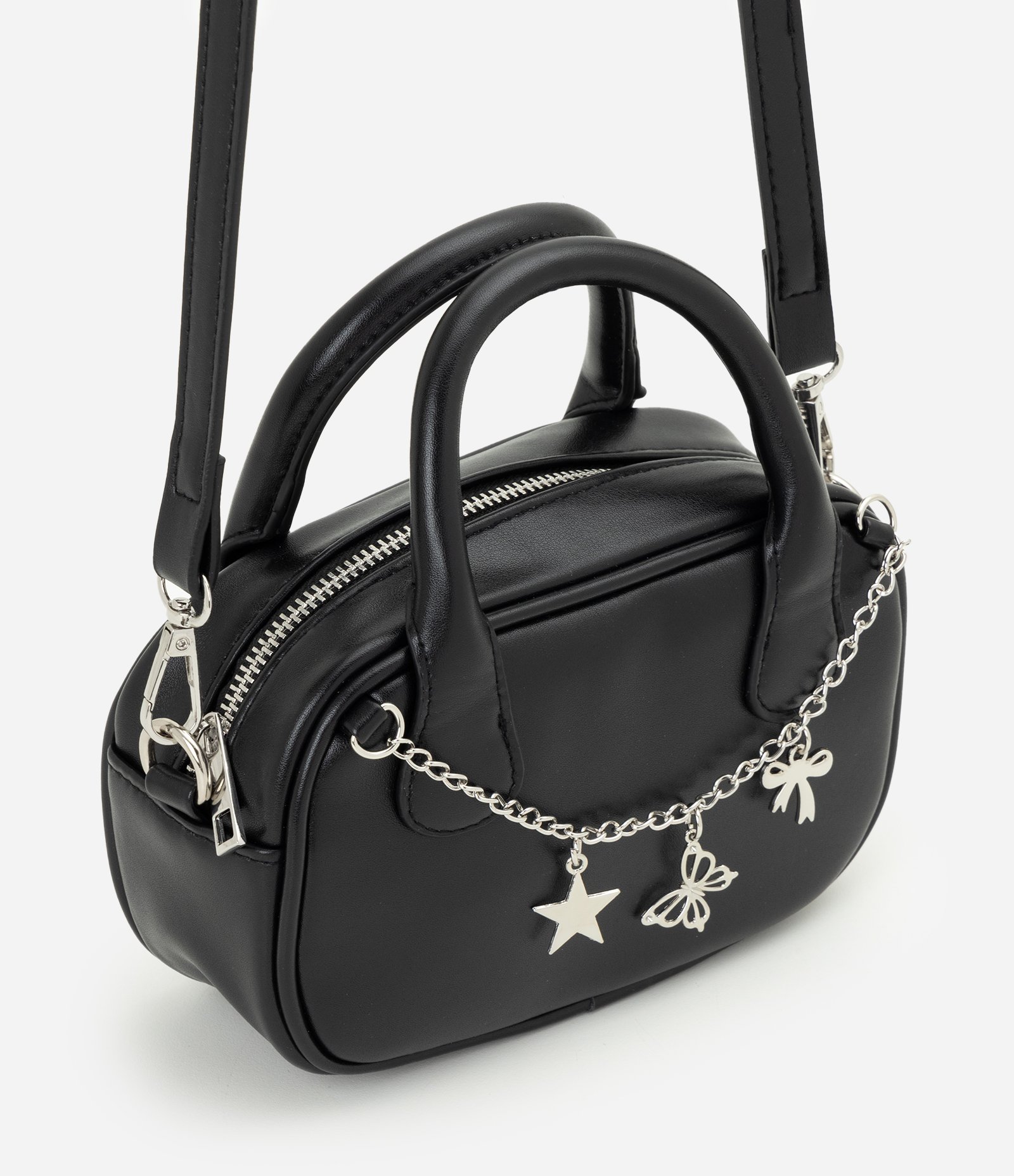 Bolsa Infantil PU Transversal com corrente e pins - Tam Único Preto 1
