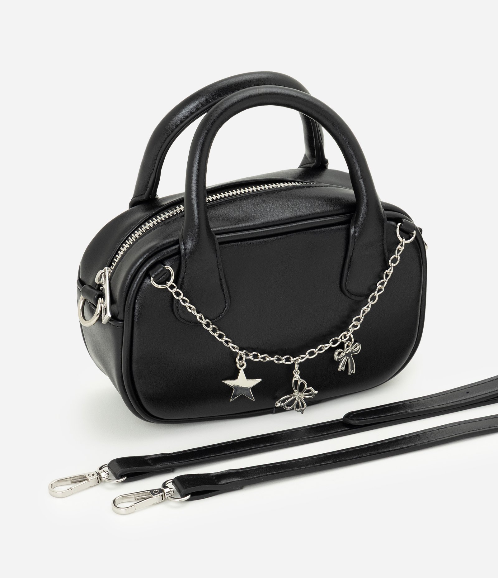 Bolsa Infantil PU Transversal com corrente e pins - Tam Único Preto 5