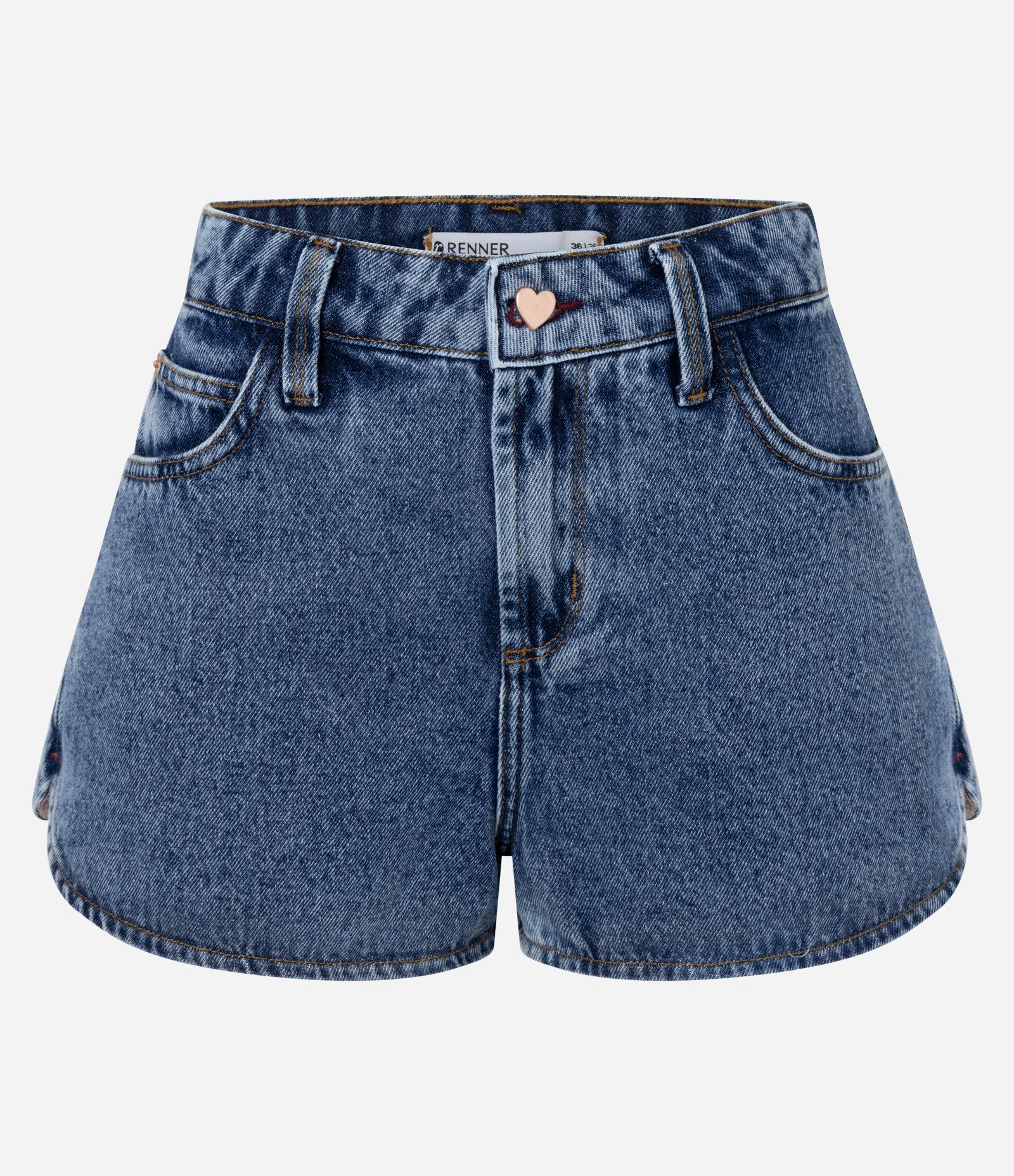 Short Runner em Jeans com Barra Arredondada e Bolsos Azul 5