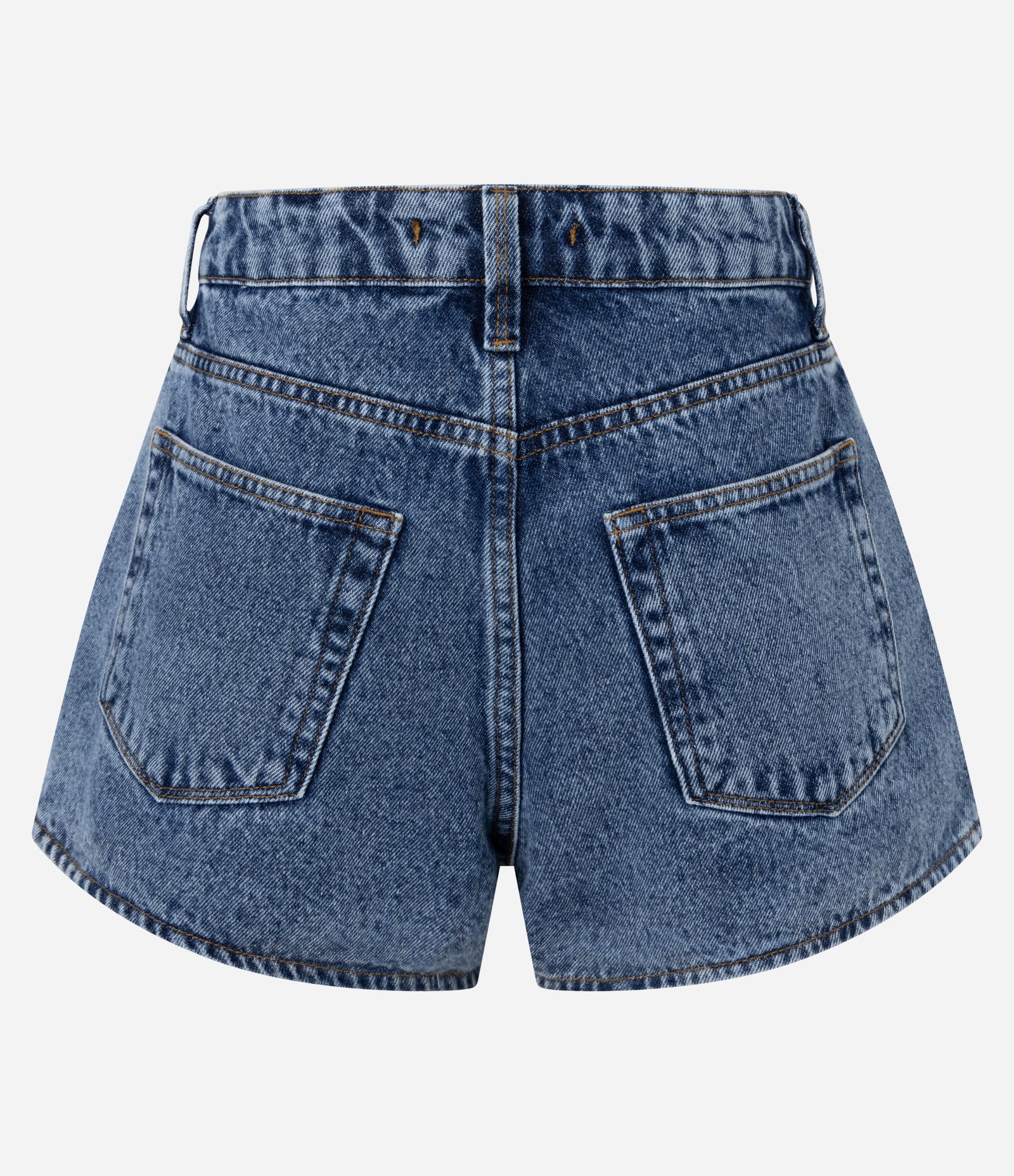 Short Runner em Jeans com Barra Arredondada e Bolsos Azul 6