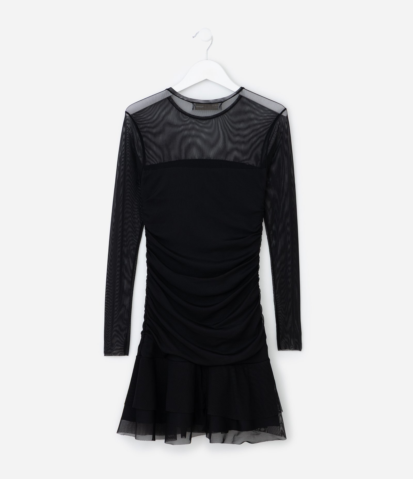 Vestido Infantil em Tule com Manga Longa e Franzido – Tam 5 a 14 Anos Preto 3