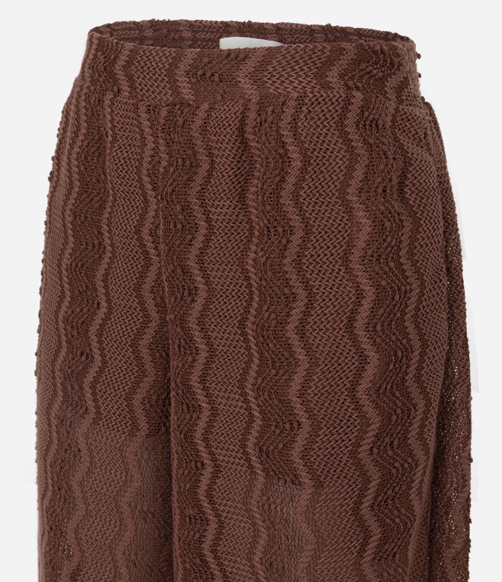 Calça Aladim em Malha Texturizada com Elástico na Cintura Marrom 6