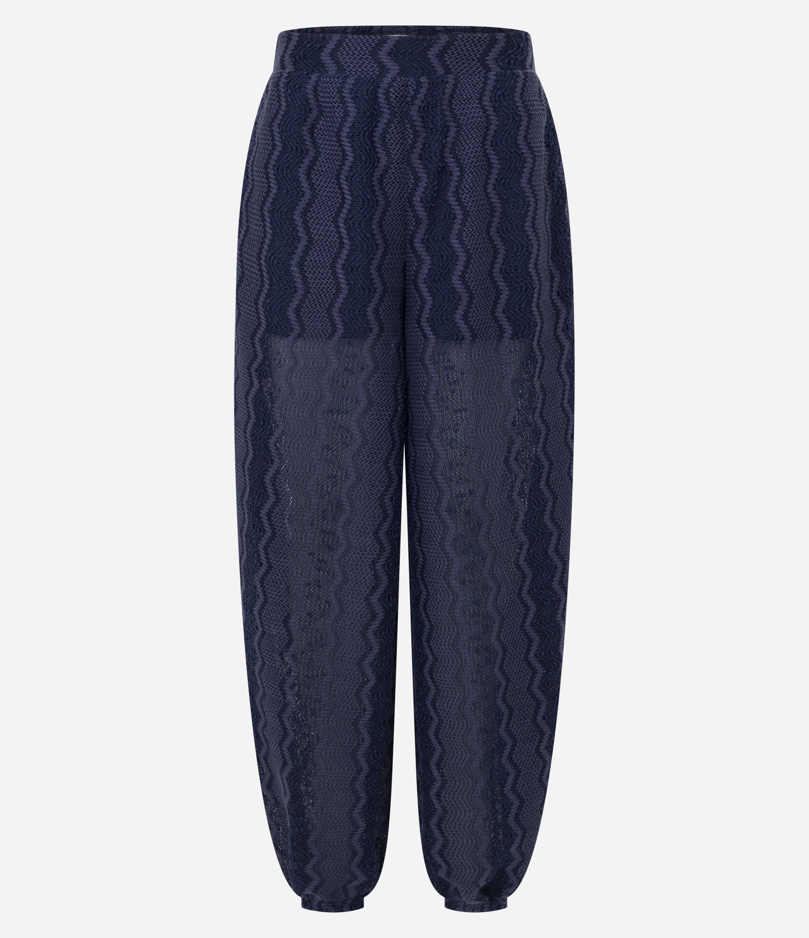 Calça Aladim em Malha Texturizada com Elástico na Cintura Azul 2