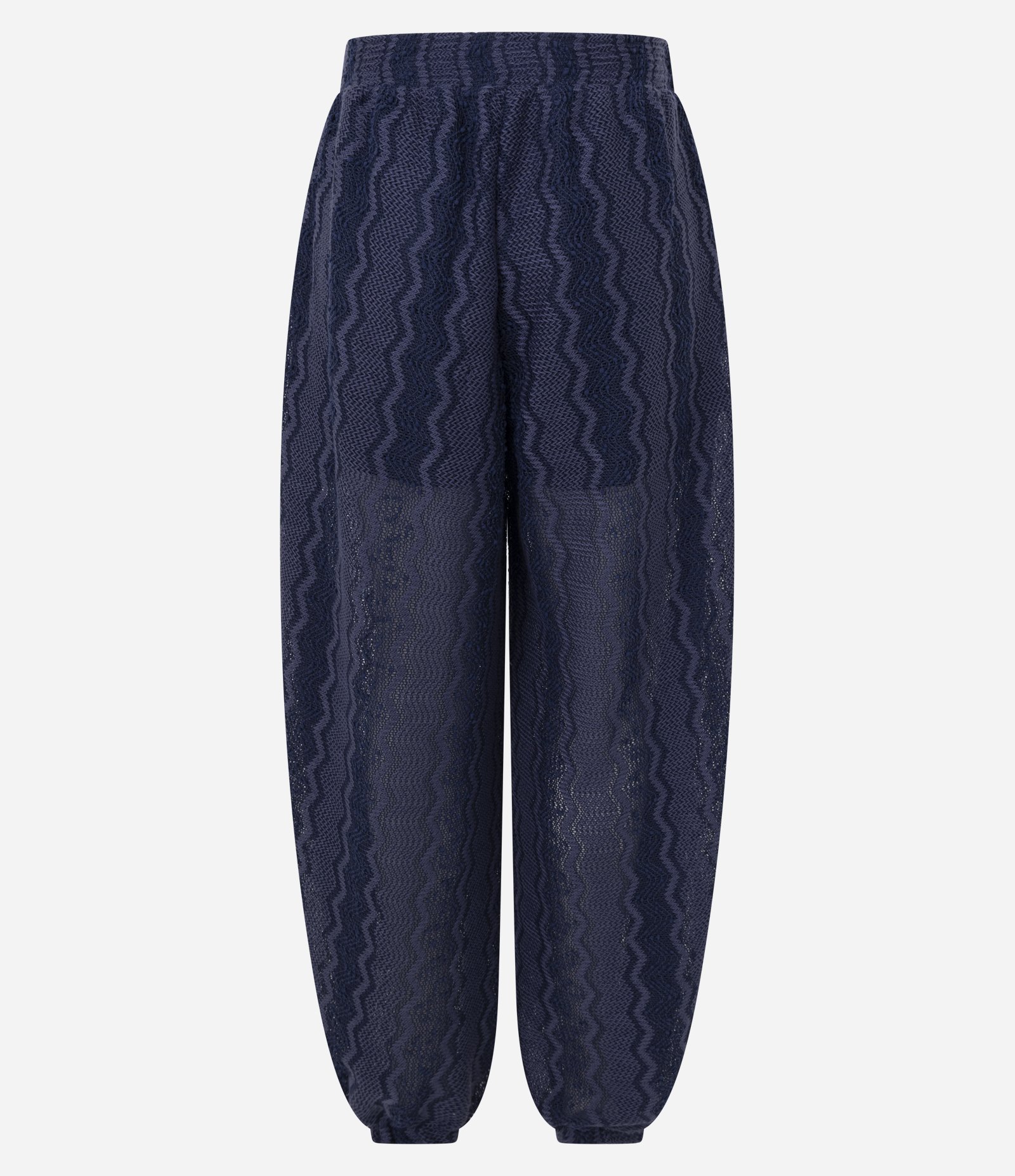 Calça Aladim em Malha Texturizada com Elástico na Cintura Azul 4