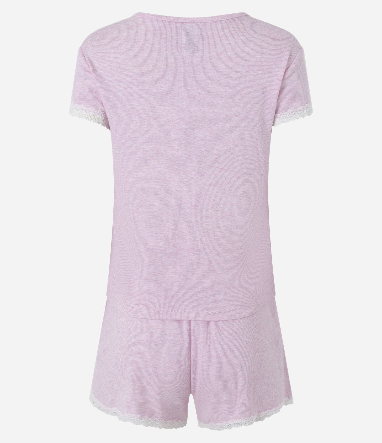 Pijama Curto em Modal com Lacinho no Decote e Renda Rosa 7