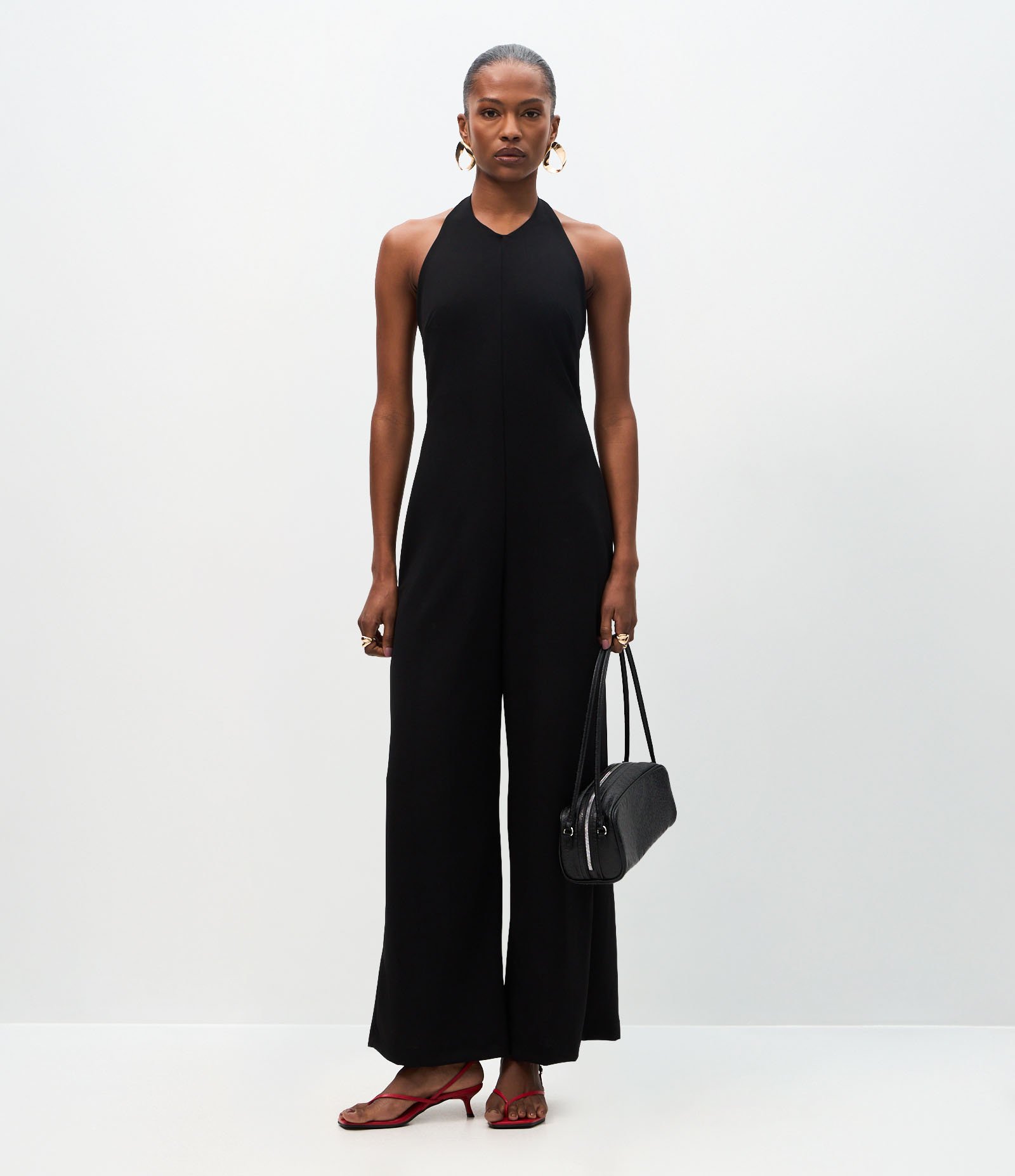 Macacão Pantalona com Frente Única Preto 2