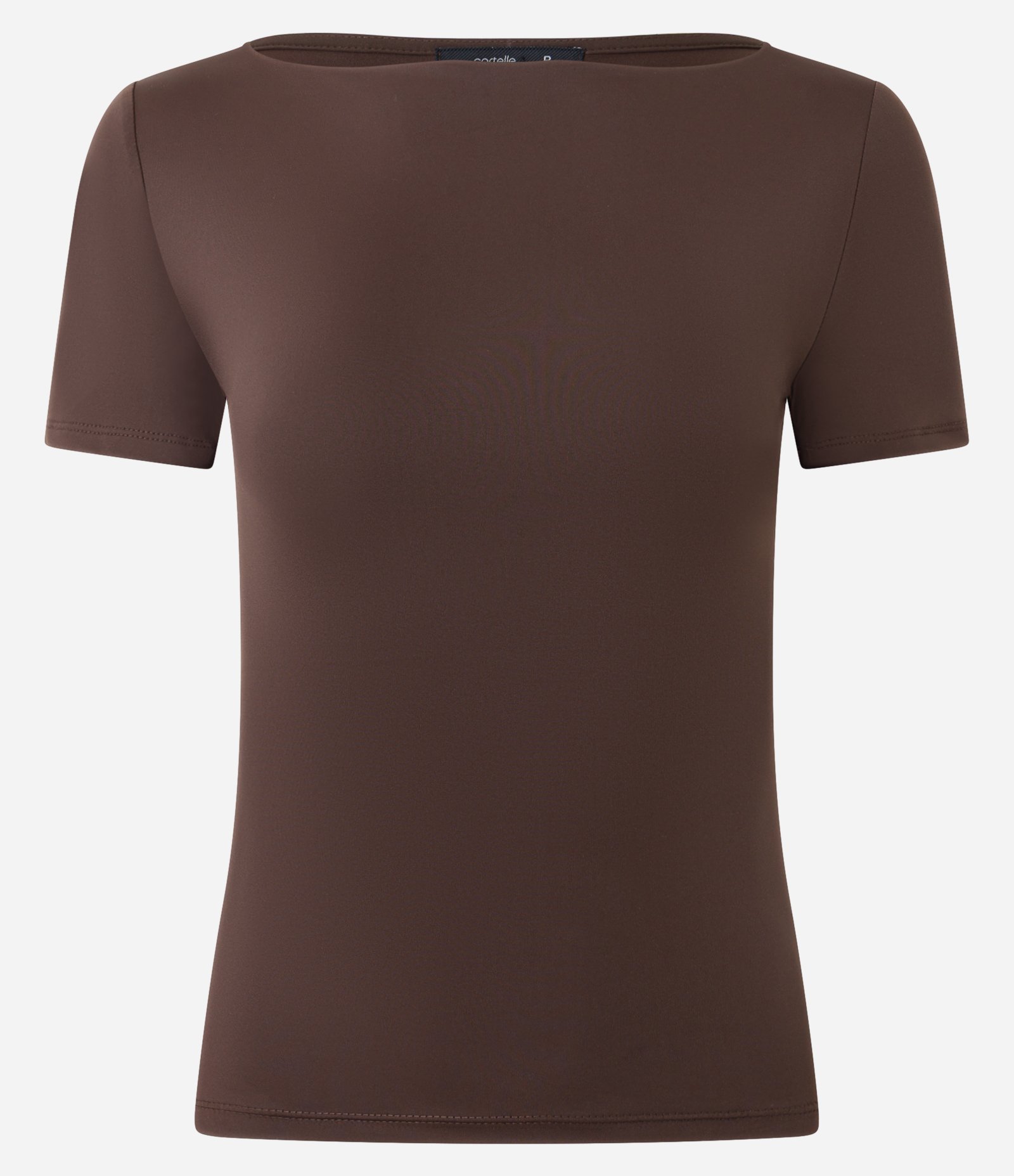 Blusa Regular em Microfibra com Gola Canoa Marrom 1