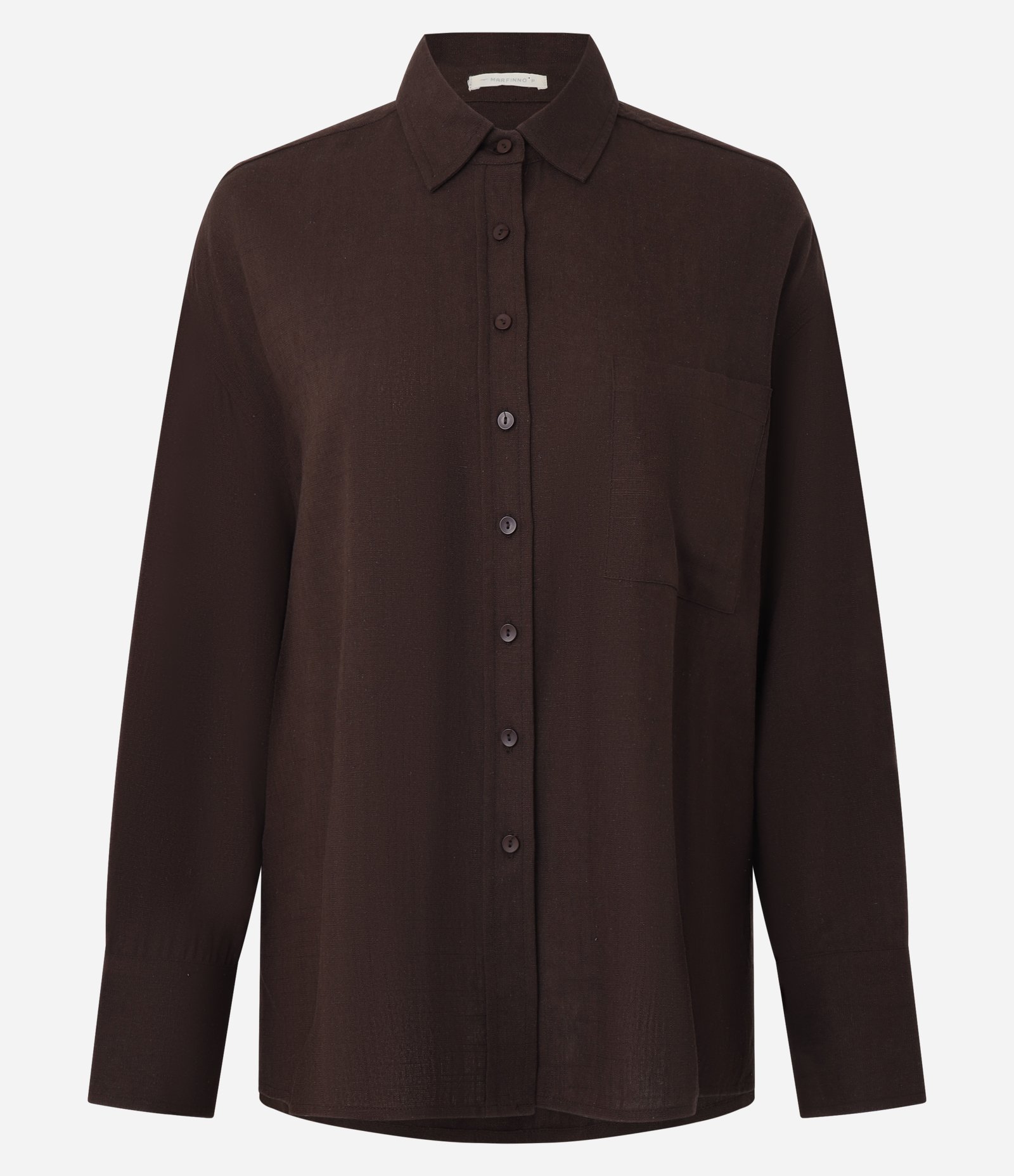 Camisa Oversized em Viscolinho com Punhos Ajustados Marrom 5
