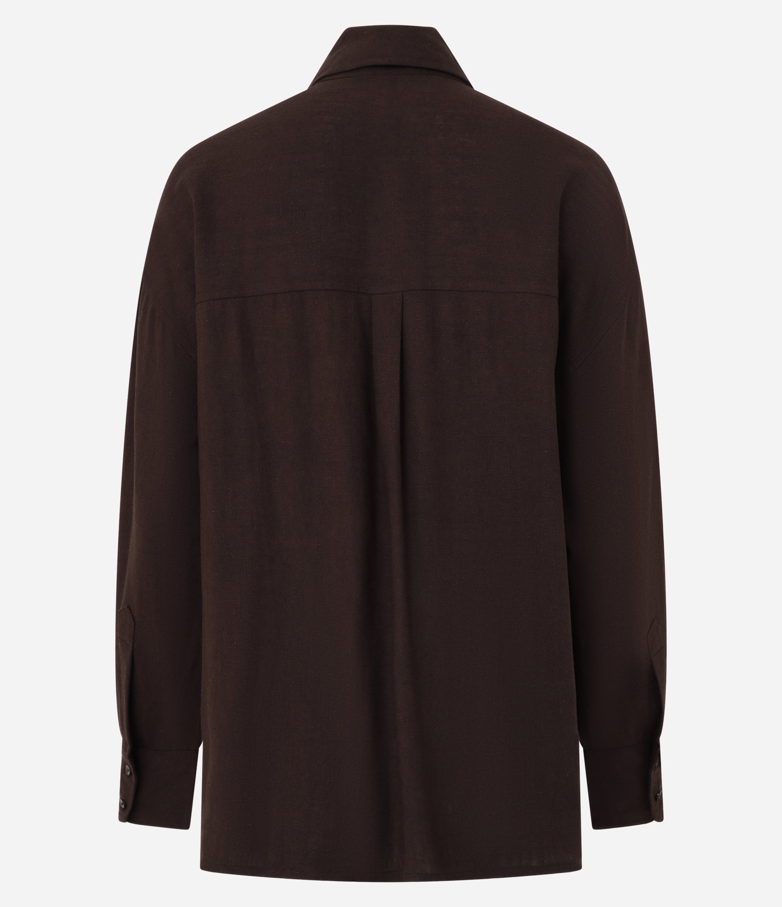 Camisa Oversized em Viscolinho com Punhos Ajustados Marrom 6