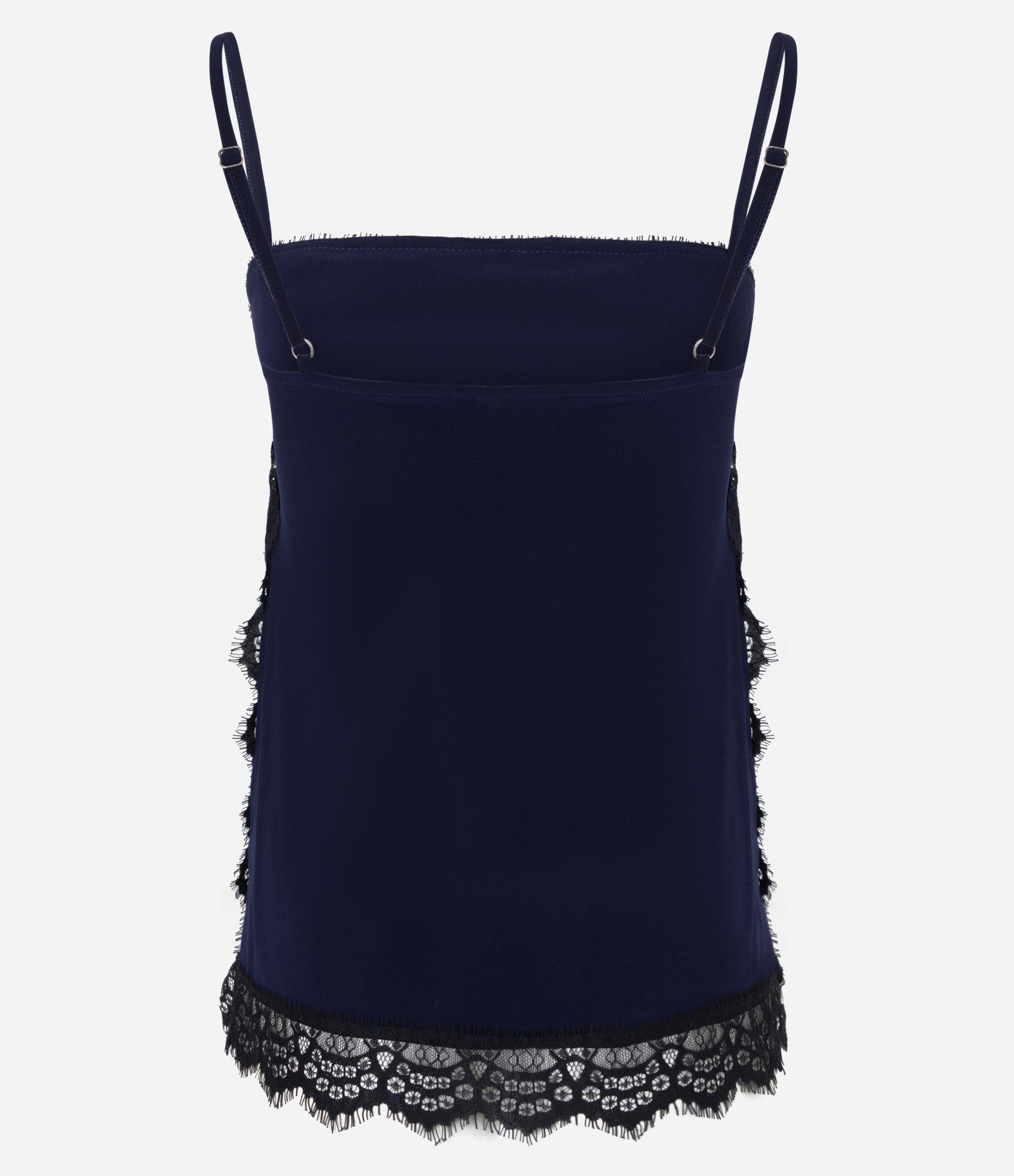 Blusa em Crepe com Renda Lateral e Alça Fina Azul 3