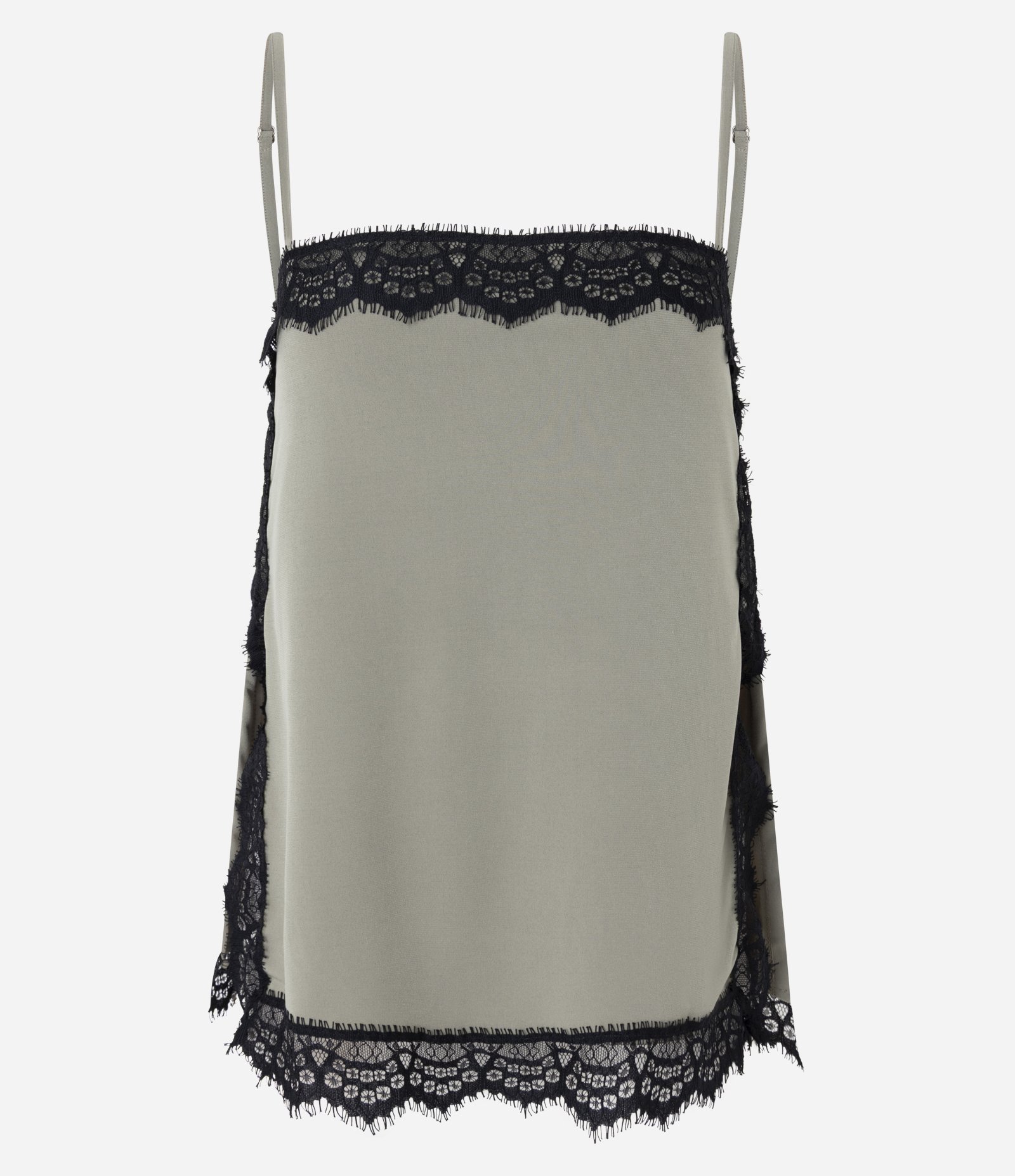 Blusa em Crepe com Renda Lateral e Alça Fina Bege 5